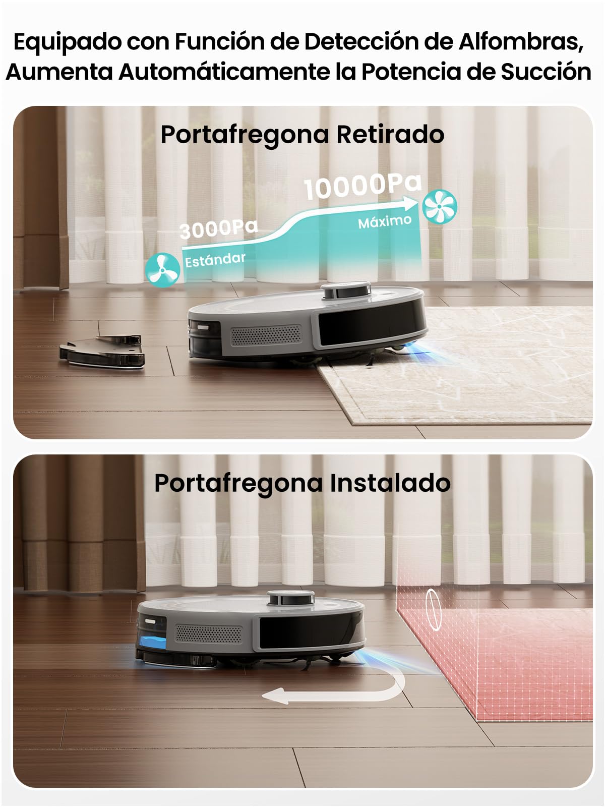 Lefant M2S Plus Robot Aspirador y Fregasuelos 10 000pa, 240min, Autolimpieza 75 Días, Navegación LiDAR dToF, Evasión Obstáculos PSD 190°, Mapeo Inteligente Aspiradora Robot, App/Alexa/Iwatch, Gris