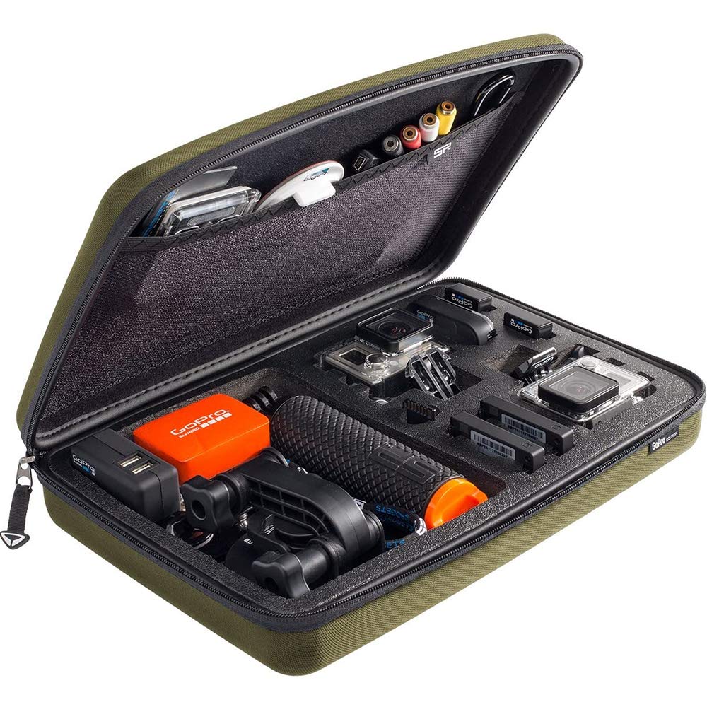 Maletín para GoPro Hero3 MyCase grande color oliva para transporte seguro 8