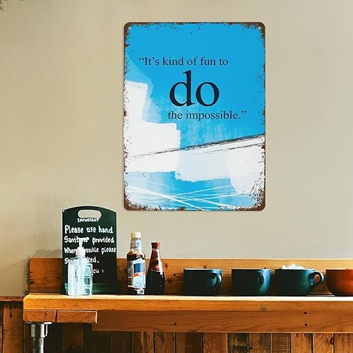 Miniatura 8 de Póster motivacional con frase "It's kind of fun to do the impossible", decoración de pared para oficina, pensamiento positivo, arte nostálgico,