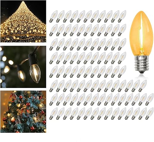 Miniatura 24 de KGC Paquete de 25 bombillas LED de repuesto S14 inastillables e impermeables, 1 W equivalente a 10 W, blanco cálido 2200 K para exteriores, bombilla