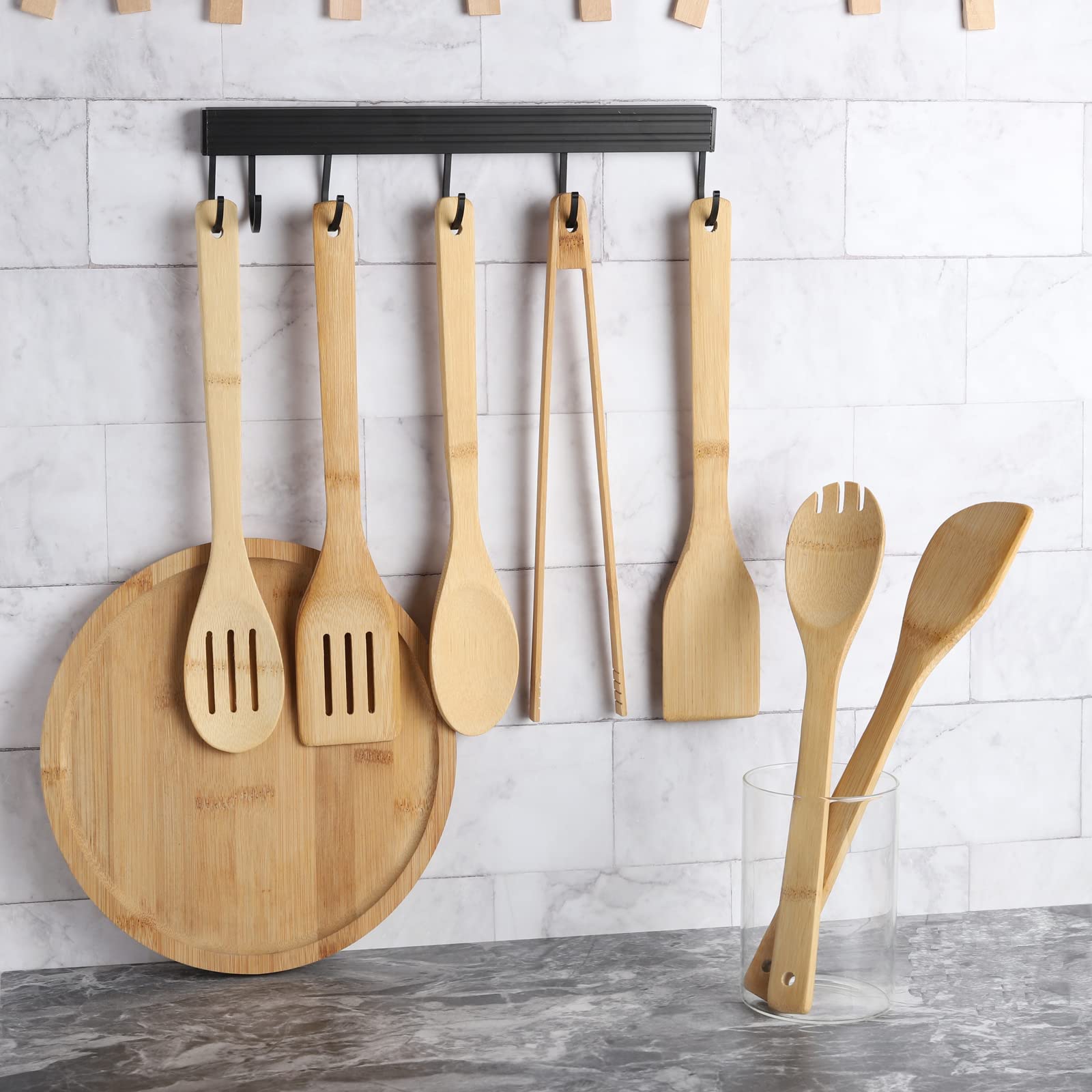 Bambus Kochlöffel Set | 6-teiliges Küchenutensilien Set Aus Holz | Geschenk Für Kochbegeisterte | Mickey Mouse Design
