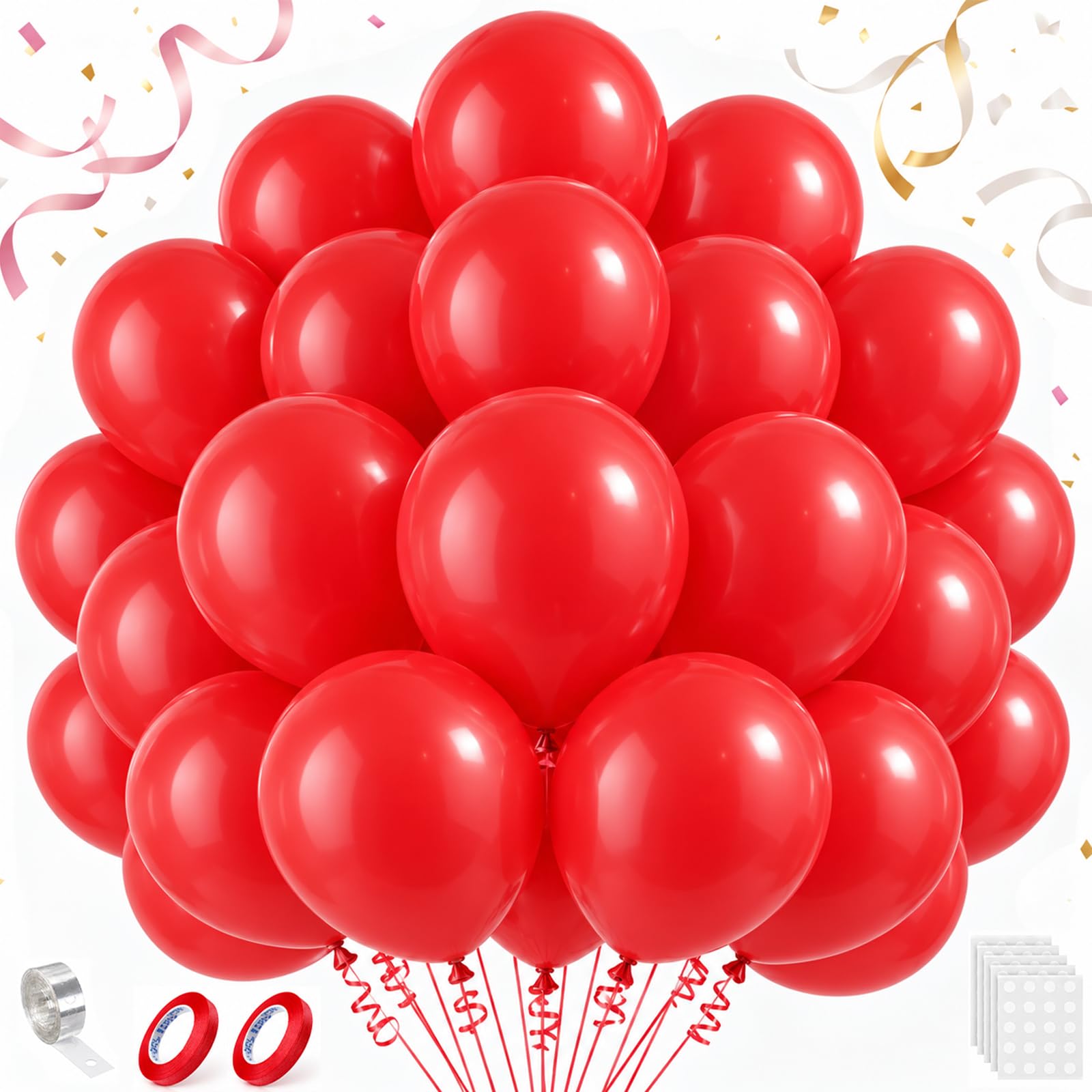 Red Thicken Latex Balloons 100 Pack - 12 Inch Matte Red Party Balloons — image 1
