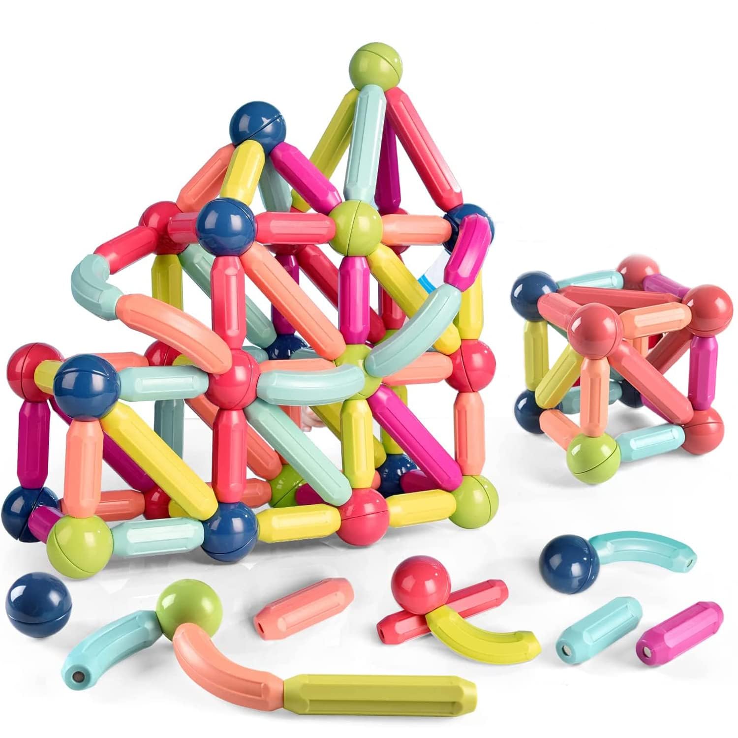 RIHISH TOYS Plastic Megnetic Stick Bulding Block Set Toy for Kids Edge 3 4 5 6 7 8 9+ Year Educational and Activity Megnetic Bulding Block Stick with Ball Multicolour-96Pcs (B0CFXNKR51) Amazon Price History, Amazon Price Tracker