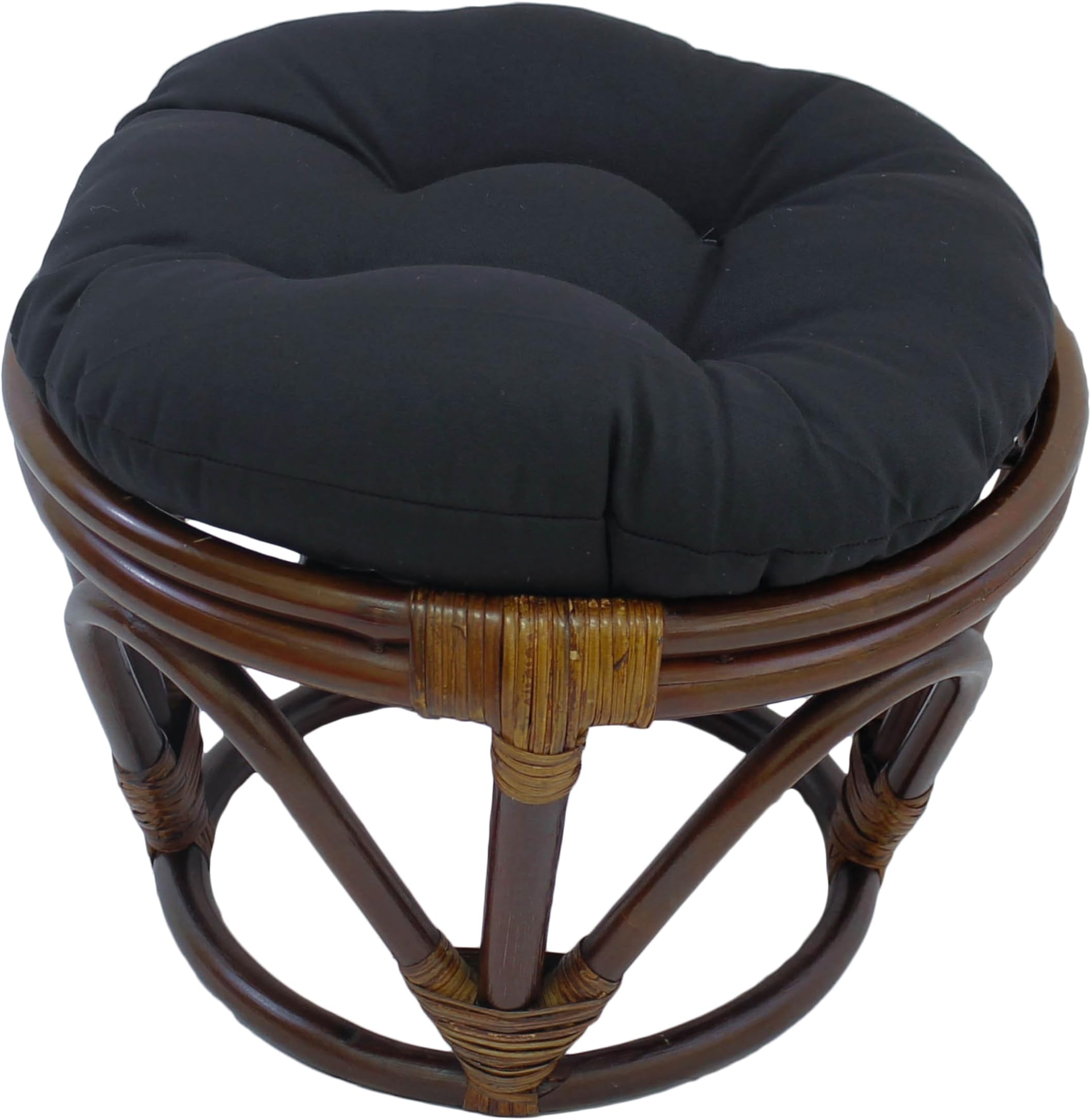 Solid Twill Round Footstool Cushion, 18", Black