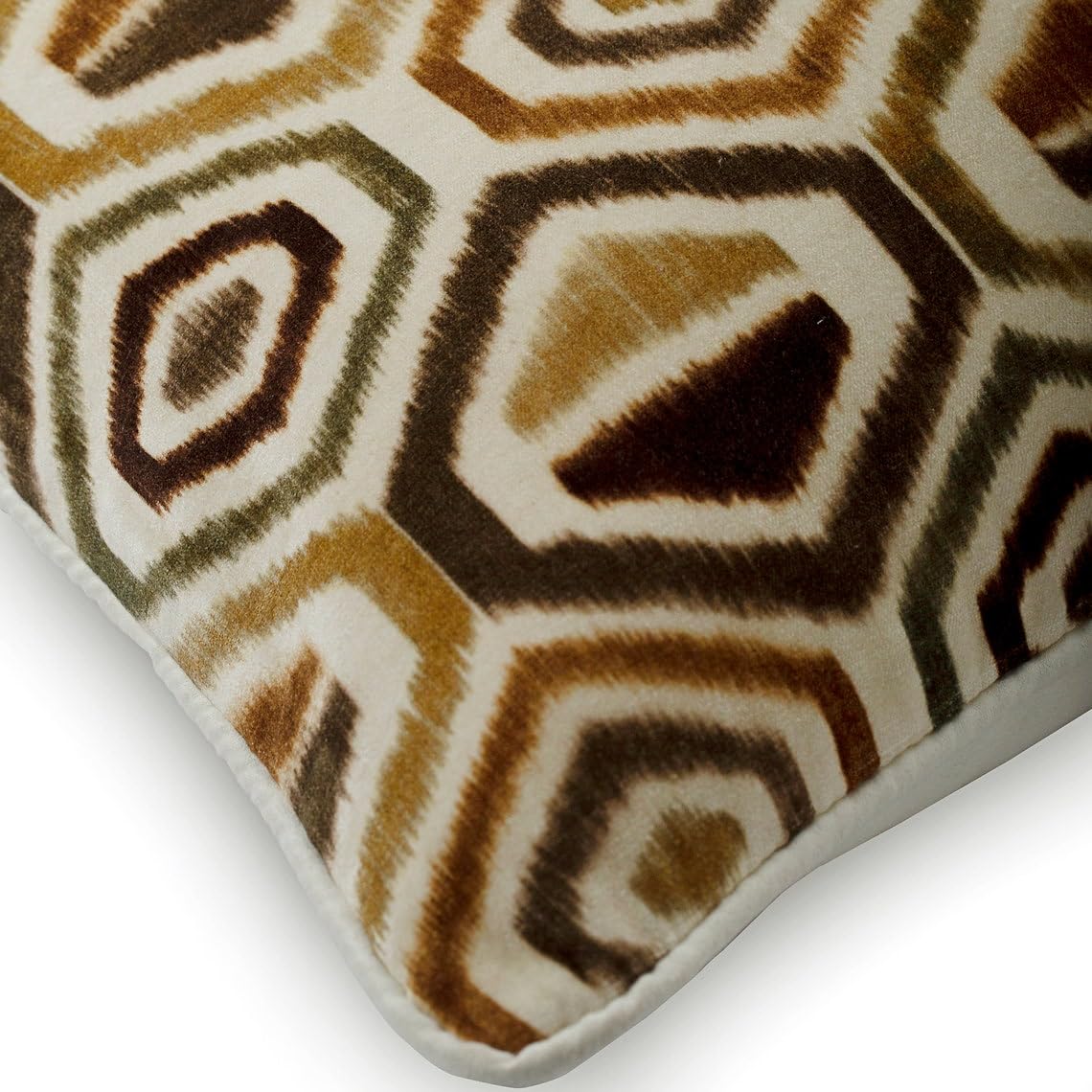 The HomeCentric Dekorative Wurfkissenbezug Braun 2 Stück, 40x40 cm Ikat Brown gedruckt Samt Brown, Handgefertigter Kissenbezug Samt - Honey Hexagon
