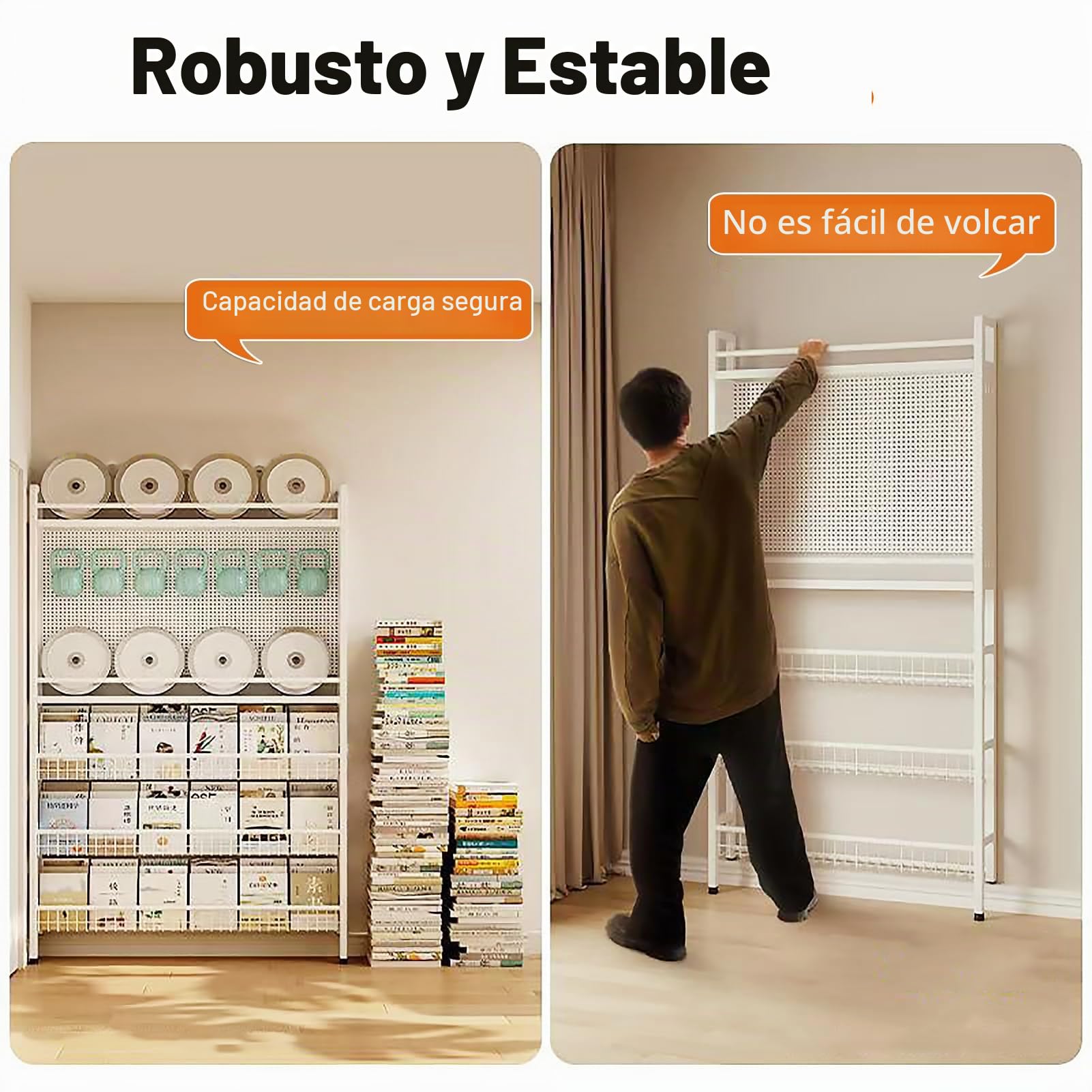 Estantería detrás de la puerta, estantería infantil que ahorra espacio con 5 niveles, estantería alta y estrecha detrás de la puerta, estantería de pared abierta con ganchos para dormitorio infantil