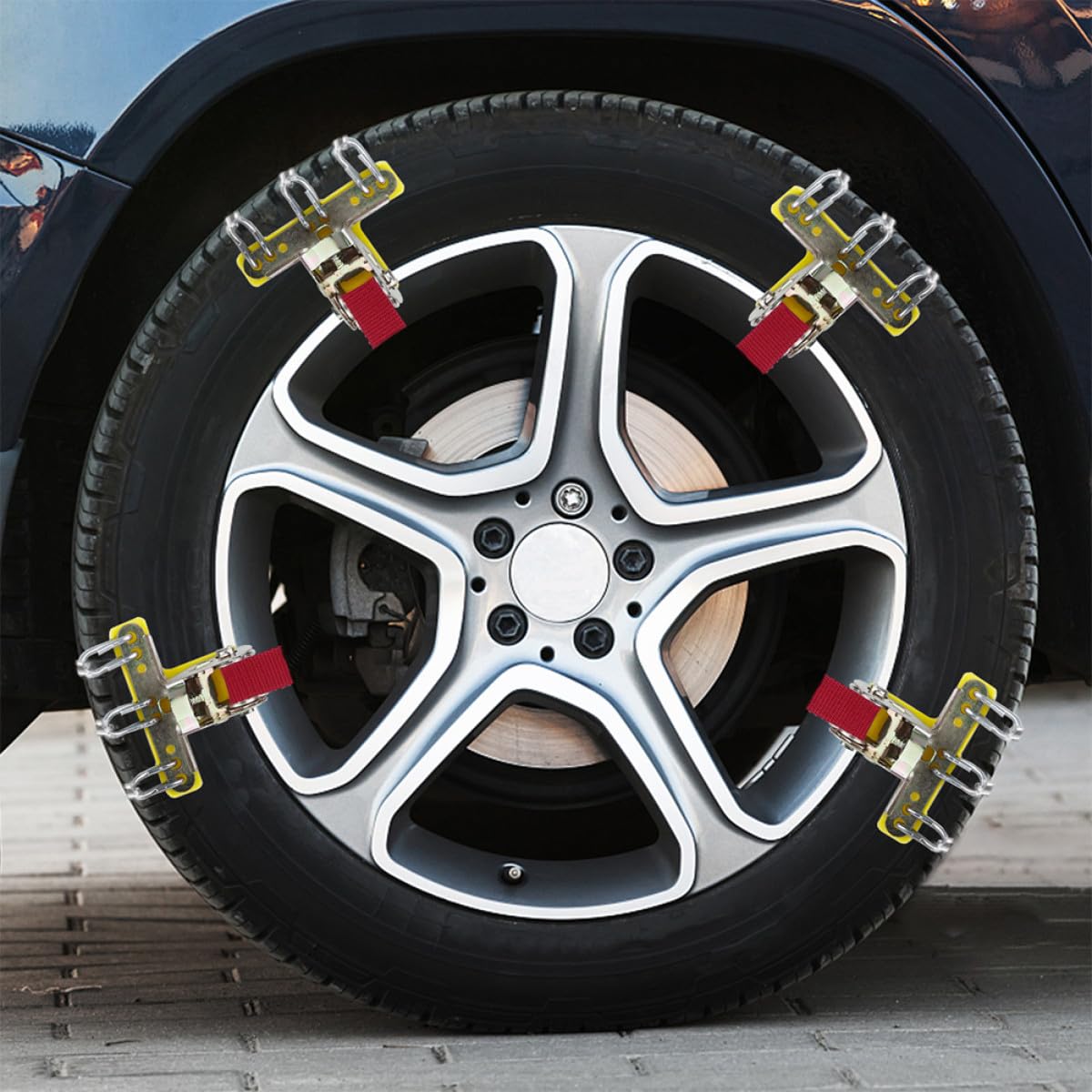 Zerodeko 2 Stück Auto Schneeketten Rutschfest Stahl Traktionsketten für Pkw Suv Lkw Reifen Notfall Eis Schnee Schlamm Sand Zufällige Farbe