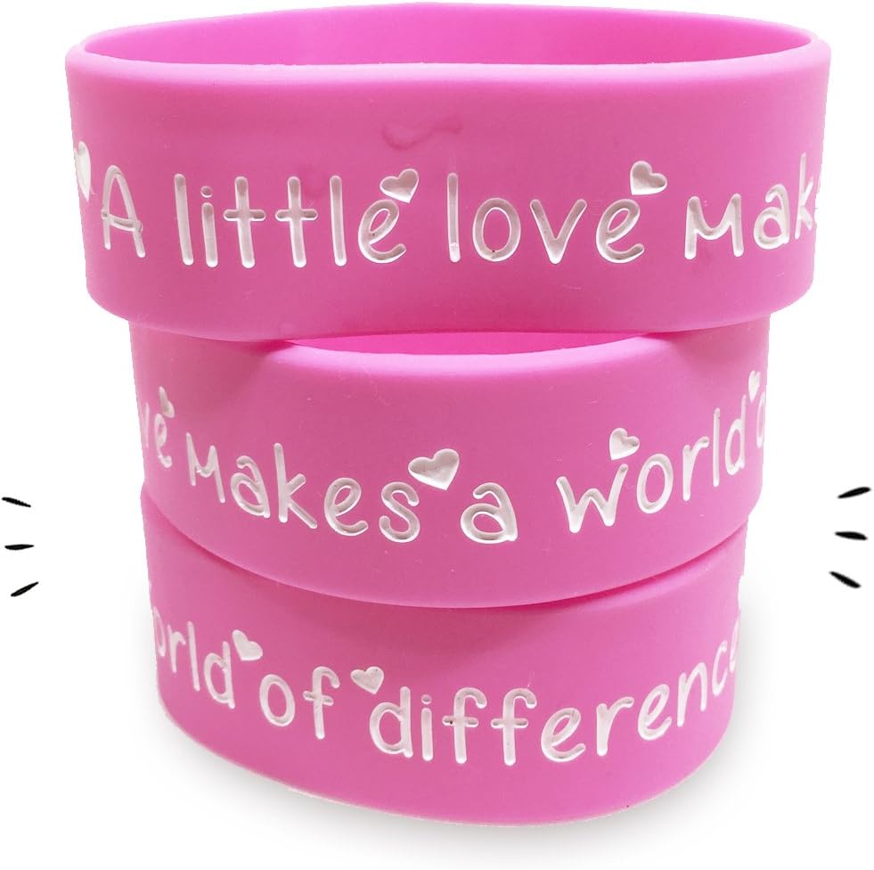 A Little Love can Make a World of Difference | 1 inch | Pink | Wash-Proof | Debossed