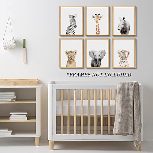 Miniatura 5 de calmart Arte de la pared 6 Decoración para colgar en la pared de animales de la selva sin marco para la habitación de los niños, guardería, fiesta