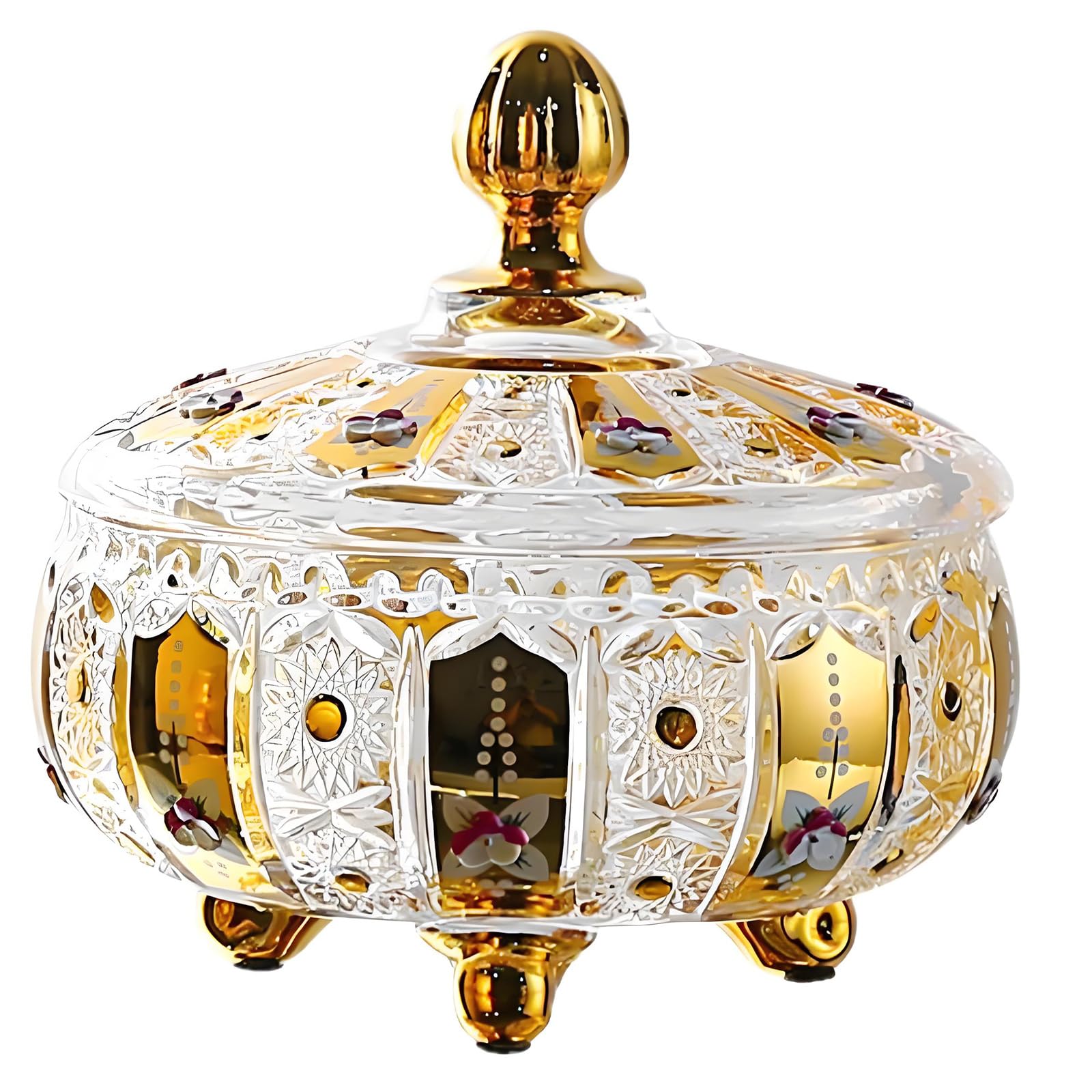 Glasses Candy with Lid Crystal Candy Bowl Decorative Storage Jar for Desk, Jewelry Box Buffet Biscuit Container Glass Decorative Jars with Lid