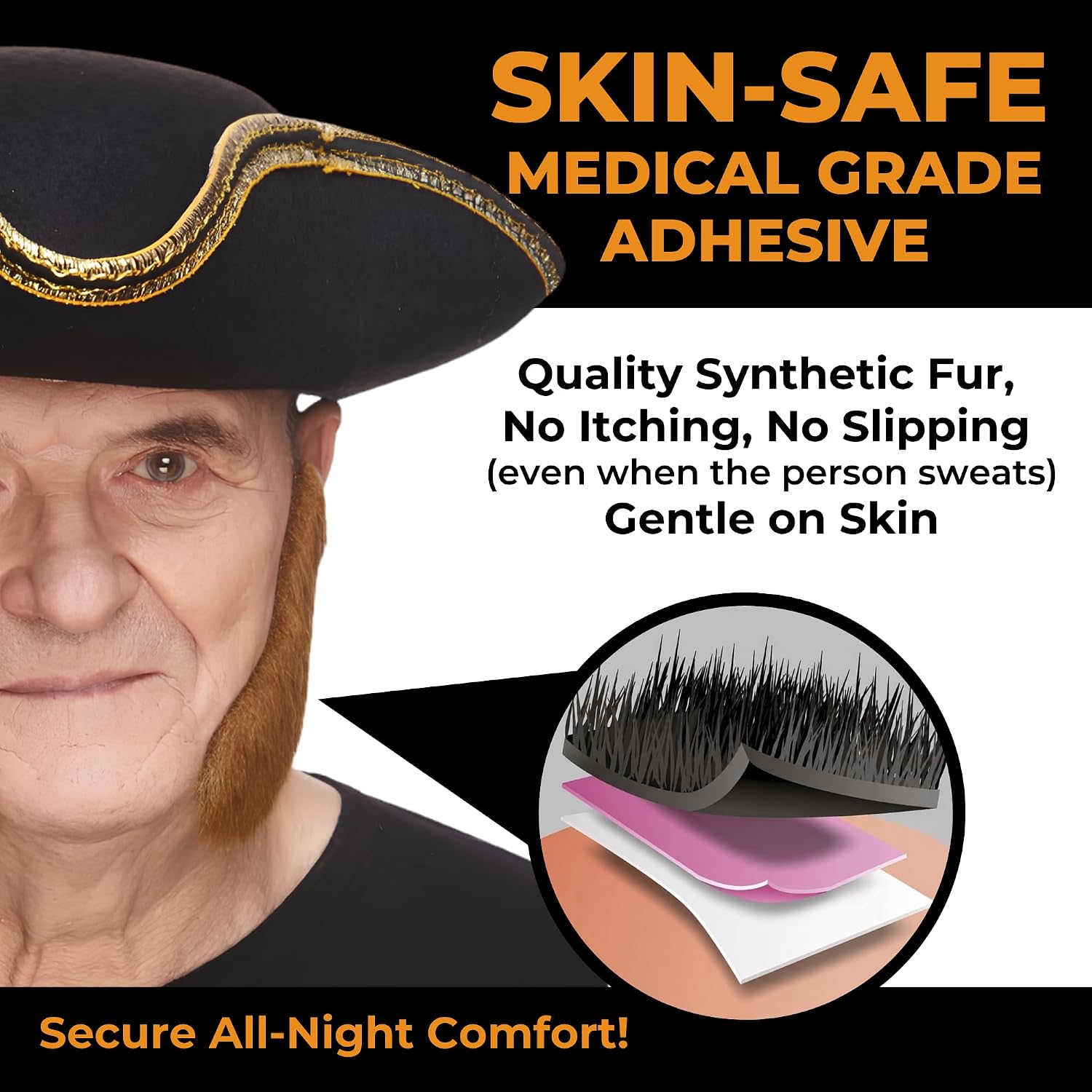 Mustaches Self Adhesive, Novelty, Fake Mutton Chops Sideburns, False Facial Hair, Costume Accessory for Adults image 4