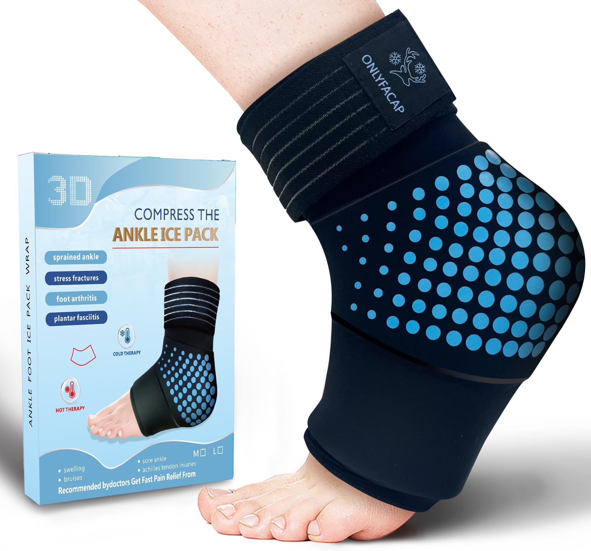 Ergonomic Ankle Ice Pack Wrap,Heat and Cold Compress Therapy for Foot Pain Relief, Reusable Gel Ankle Brace for Men and Women, Ideal for Plantar Fasciitis and Achilles Tendonitis