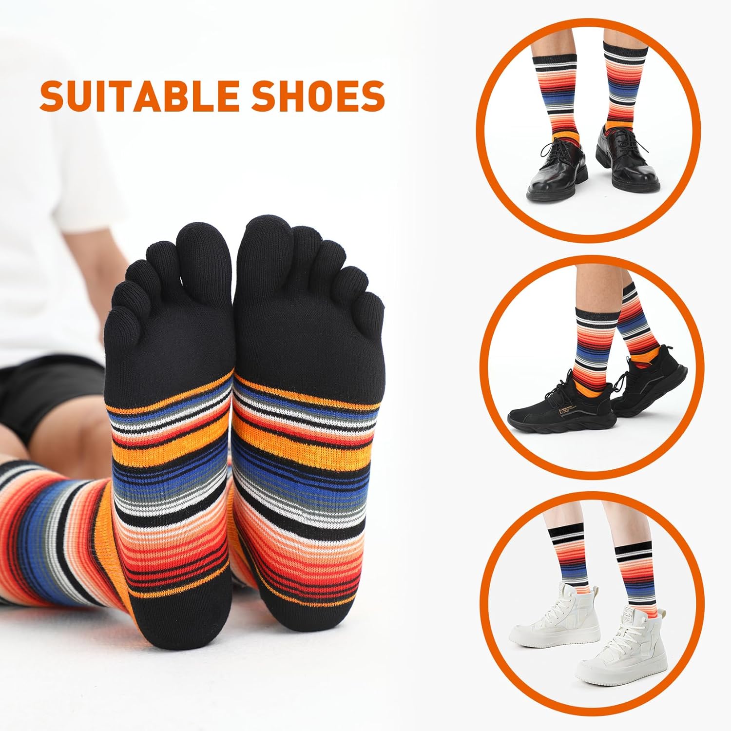 Colorful Cotton Striped Crew/Ankle/Stocking Toe Socks (3&6pairs) - Image 4