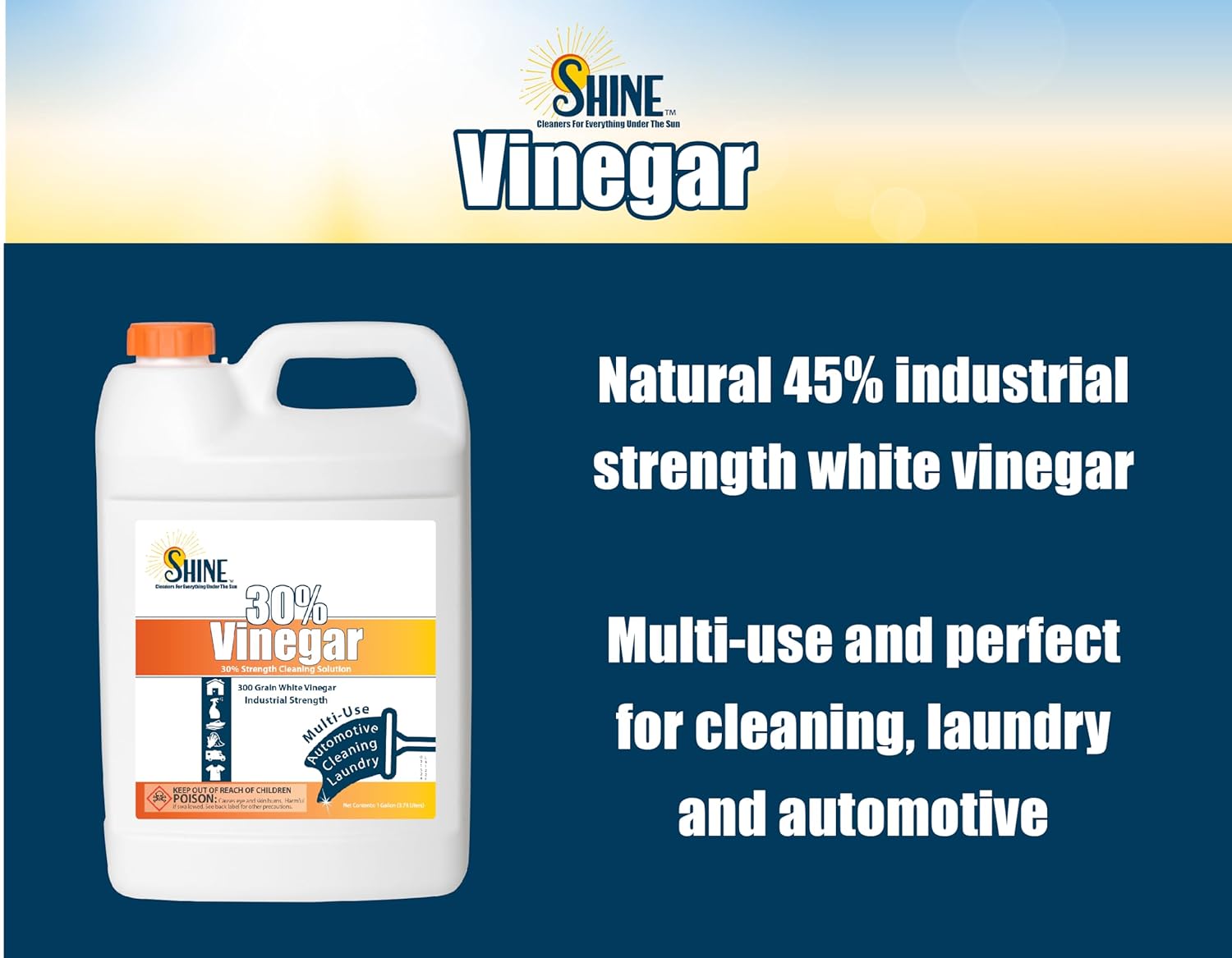 30% Concentrated Vinegar Gallon - Makes 6 Gallons of Finished Solution - For Home and Outdoor Use - Concentrated All Purpose Vinegar (Pack of 2)