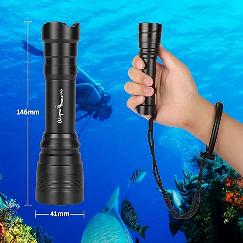 Miniatura 10 de Odepro ND51 - Luces de buceo superbrillantes de 2500 lúmenes, 4 modos, antorcha de buceo con interruptor lateral, linterna sumergible impermeable