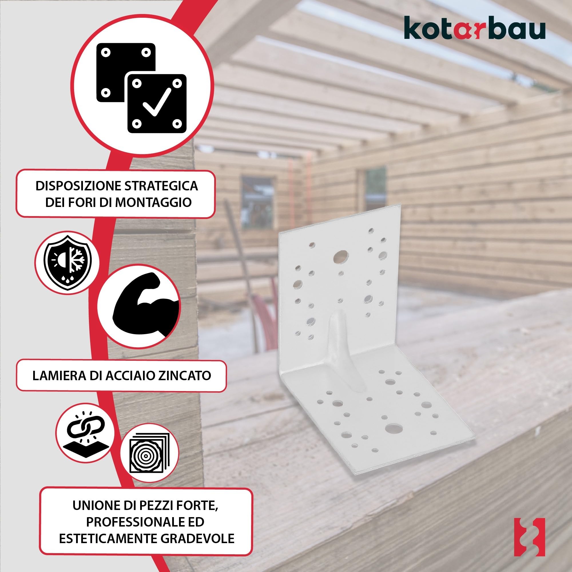 KOTARBAU® 25 Pezzi Staffa Angolare - Acciaio Zincato - 130 x 130 x 100 mm - Argento - Staffe Angolari per Legno - Squadretta Angolare 90 Gradi - Resistente alla Corrosione