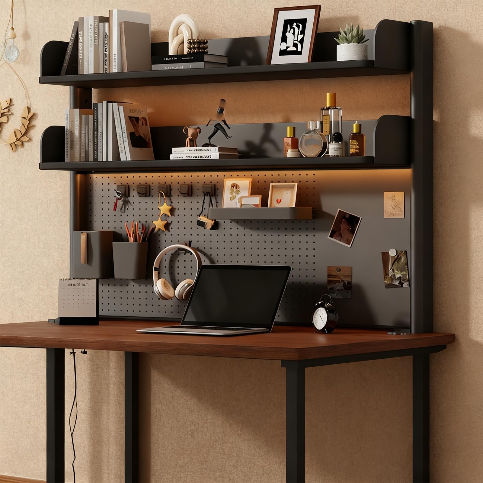 Organizer na książki, regał na biurko, do akademika, odpowiedni do biurek i pomieszczeń (czarny, 80 x 125 x 95 cm)