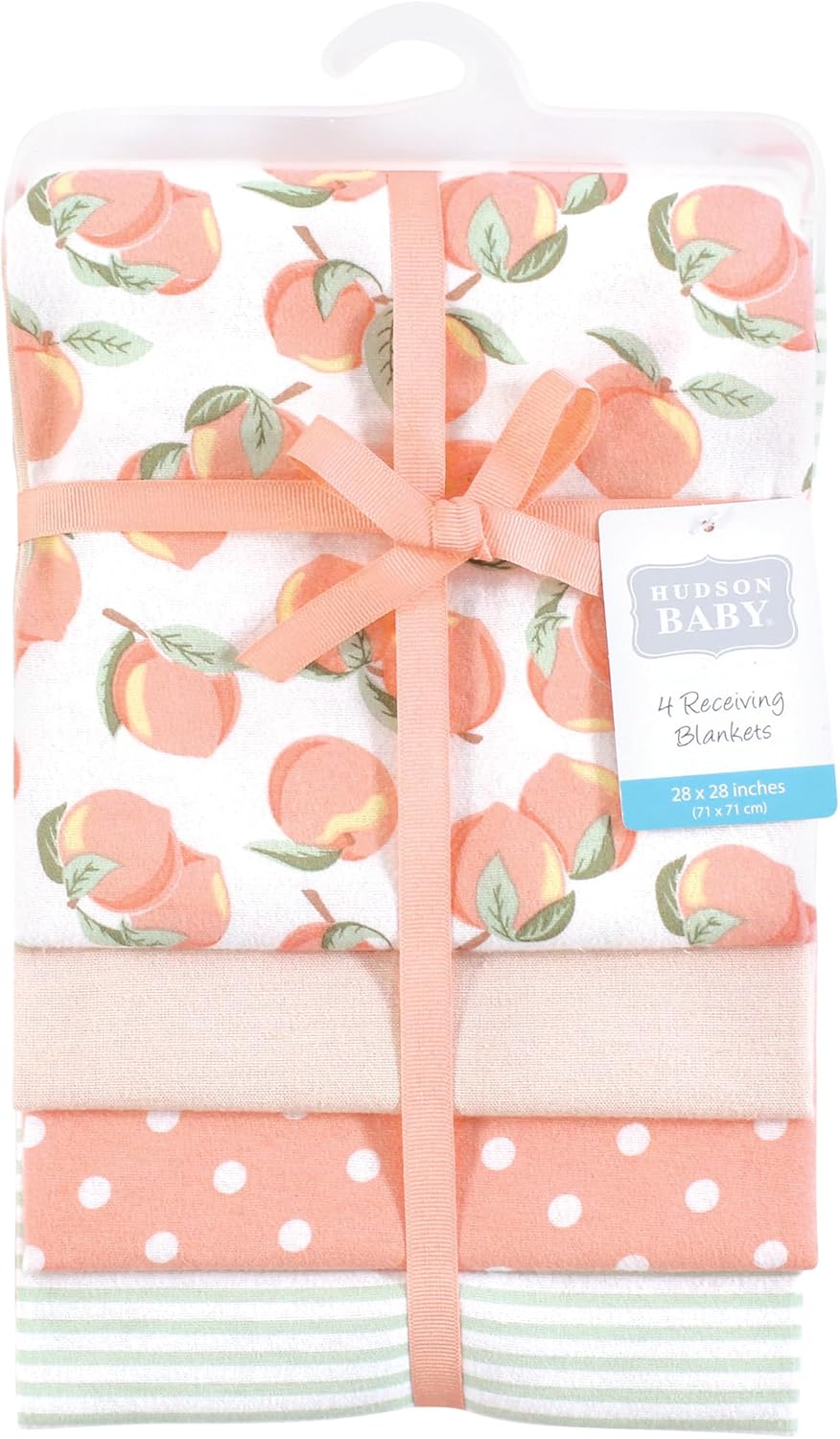 Hudson Baby Unisex Baby Cotton Flannel Receiving Blankets, Sweet Peach, One Size (Pack of 2)
