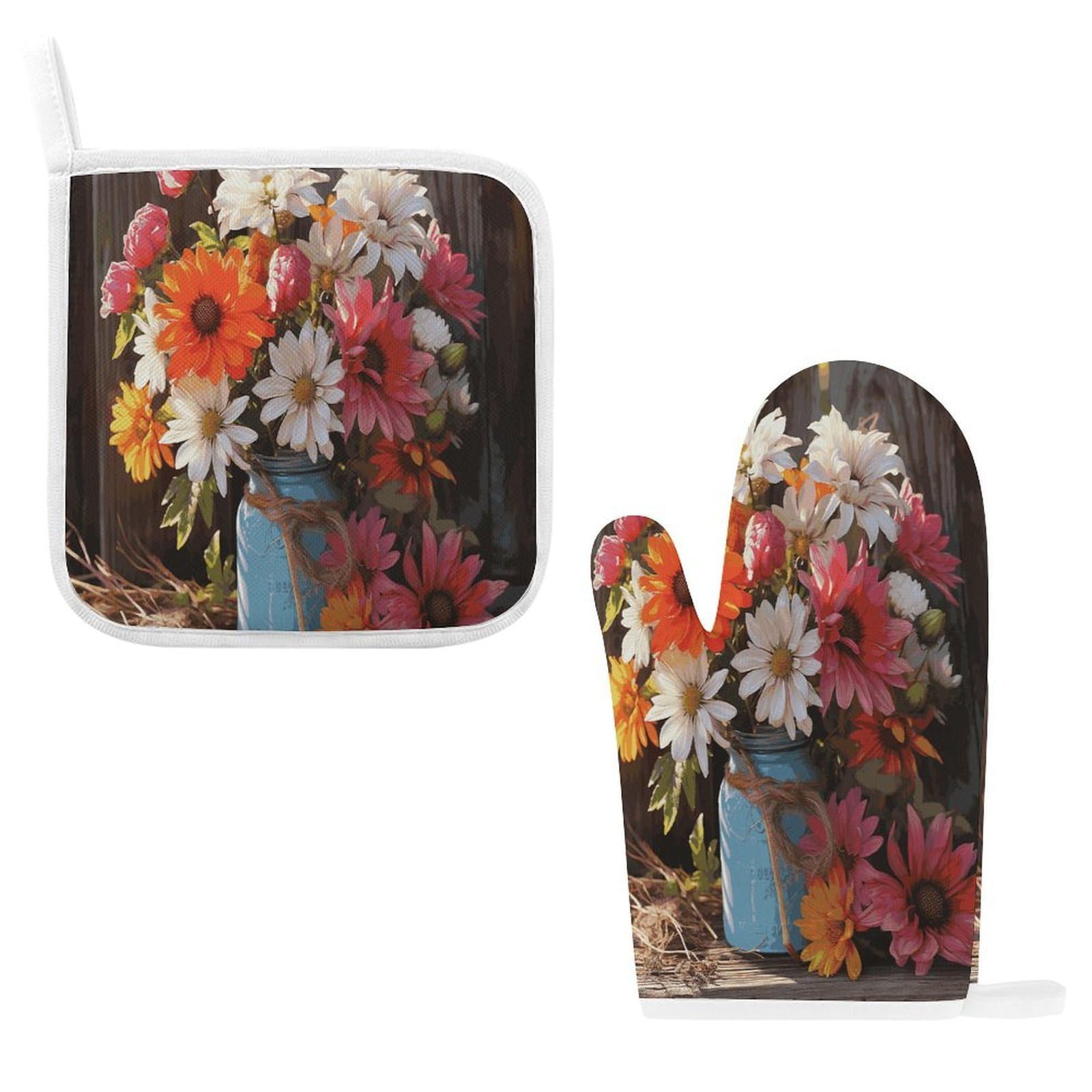 Fodpand Style Farm Fresh Flowers Spring Oven Mitts And Pot Holders Sets
