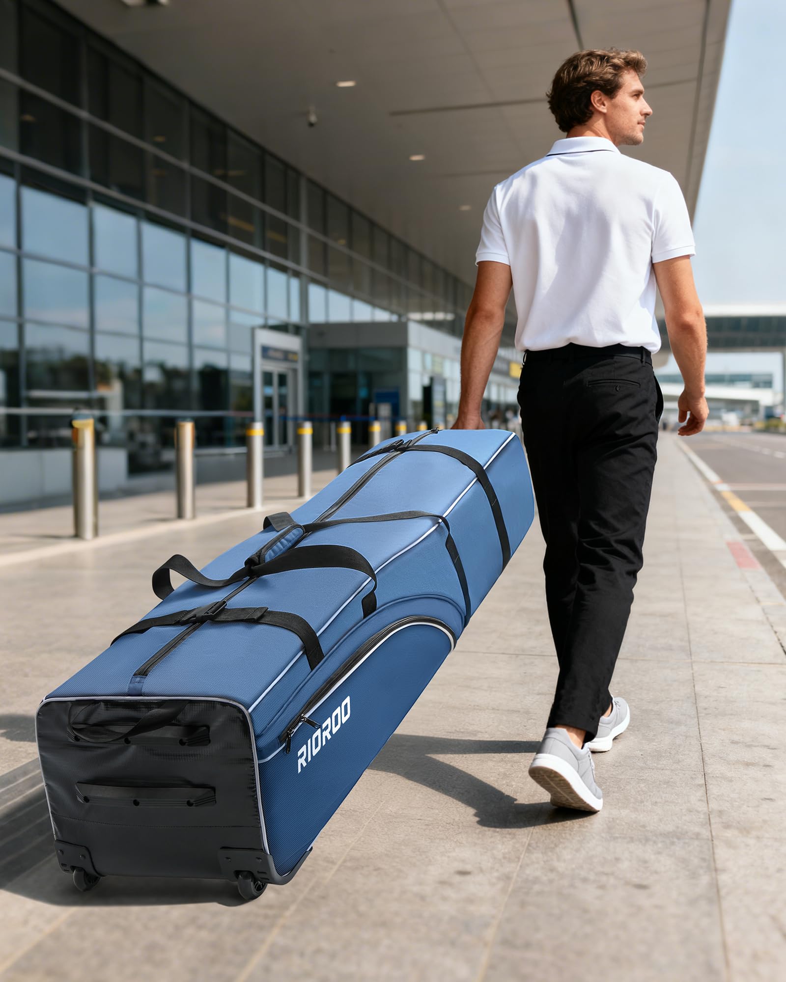 Bolsa de Viaje de Golf con Ruedas Impermeable Oxford Resistente al Desgaste Estuche Acolchado Duradero