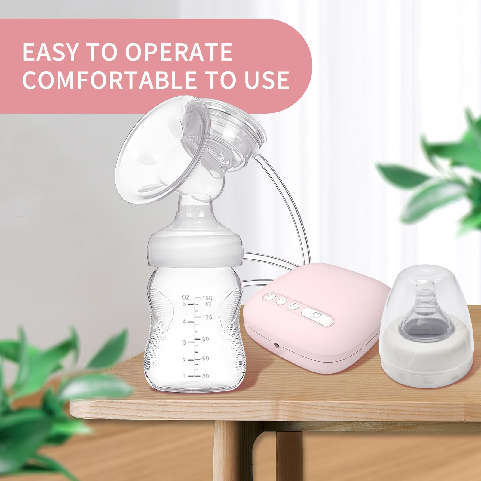 Electric Breast Pumps, Automatic Massage Silent Hands-Free Portable Breast Pump for Breastfeeding Suction Milk Breast Collector,Pain Free 2 Modes &9 Levels(Pink)