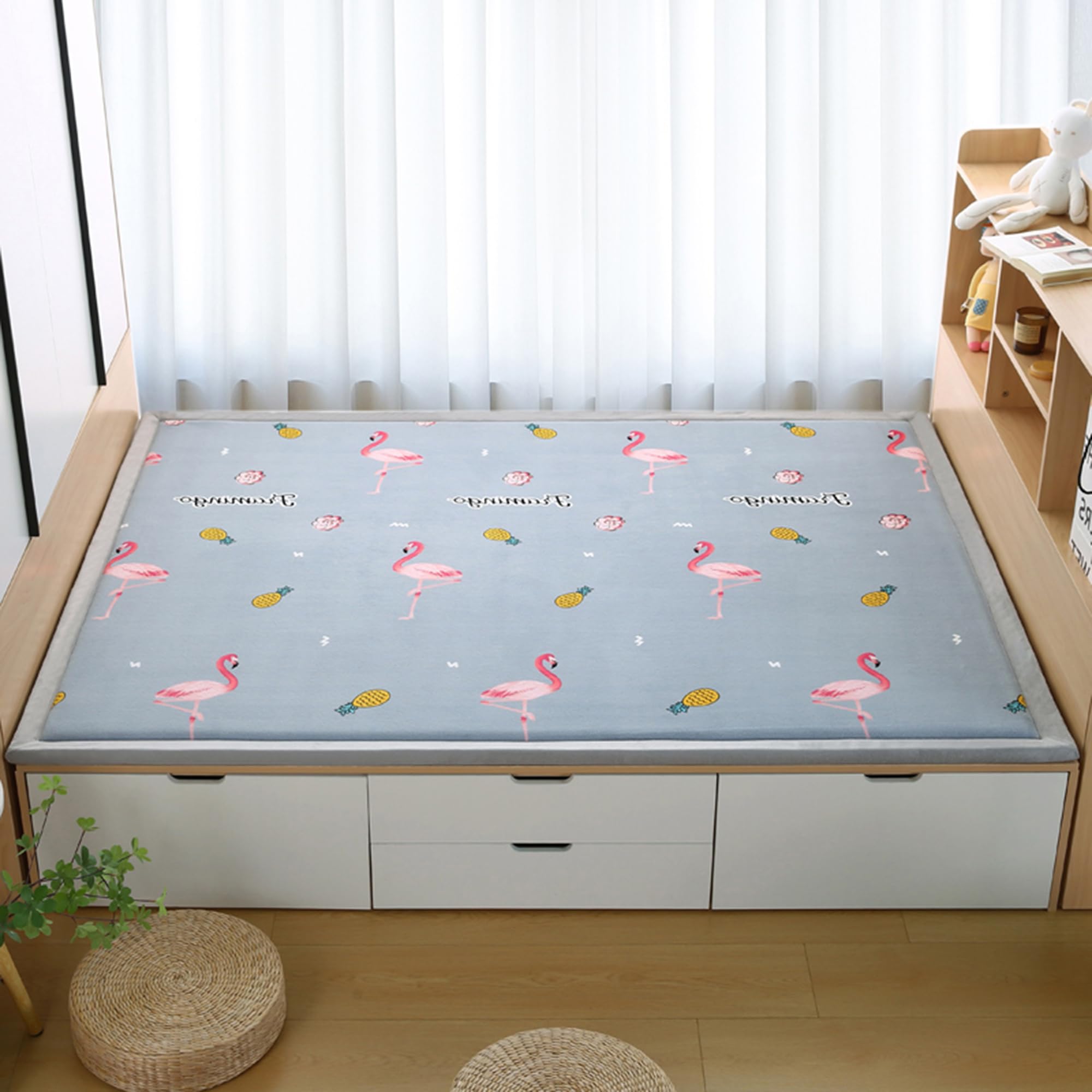 Tapis tatami moderne 200x200 cm lavable et doux style 4 pour salon