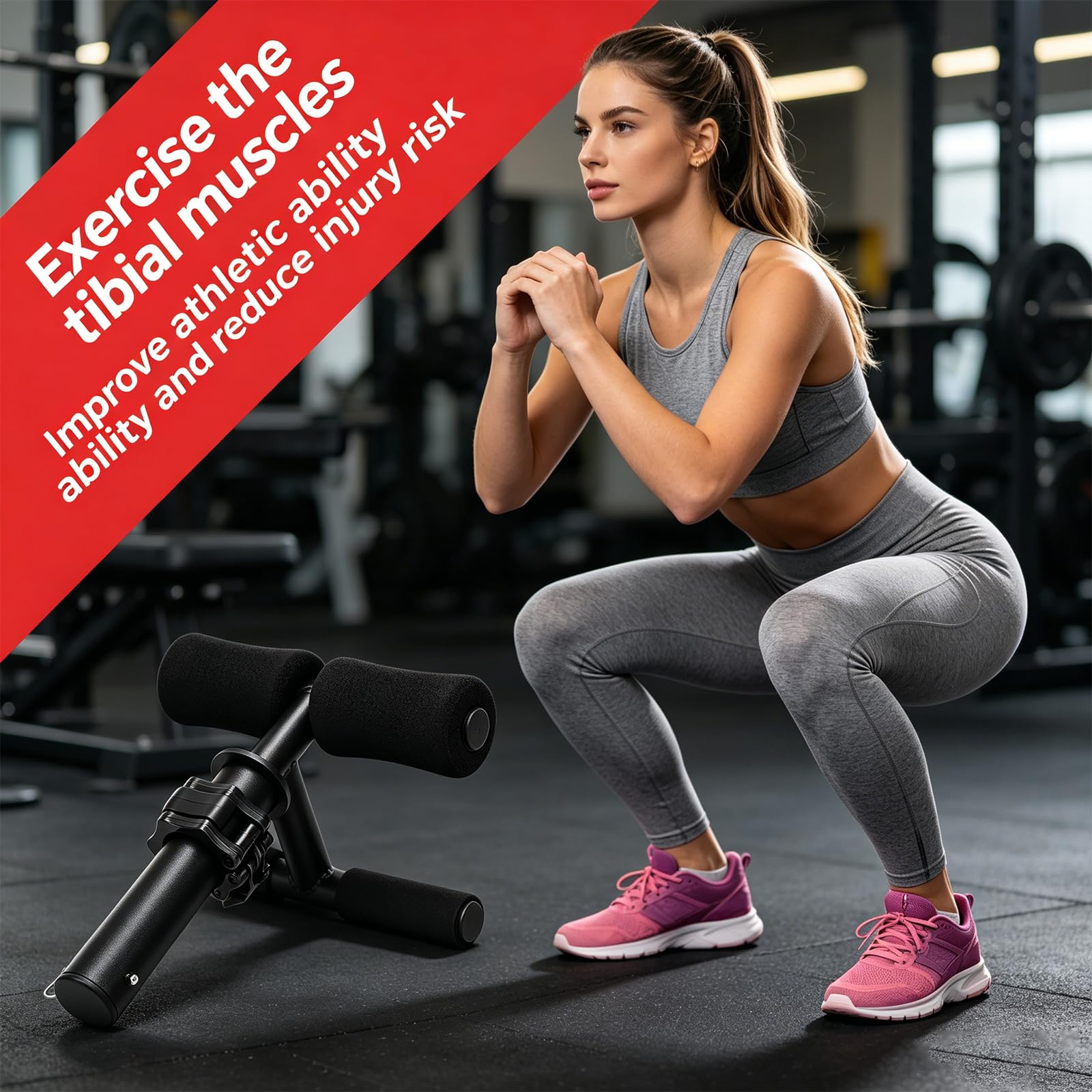Tibialis Trainer, Wadenstrecker, Bein Trainer, Knöchelkrafttraining, 3-in-1-Beinstärker für Fitnessstudio und Heimfitness, Einstellbar für Wadenmuskeln/Schienbein/Knöchel Krafttraining