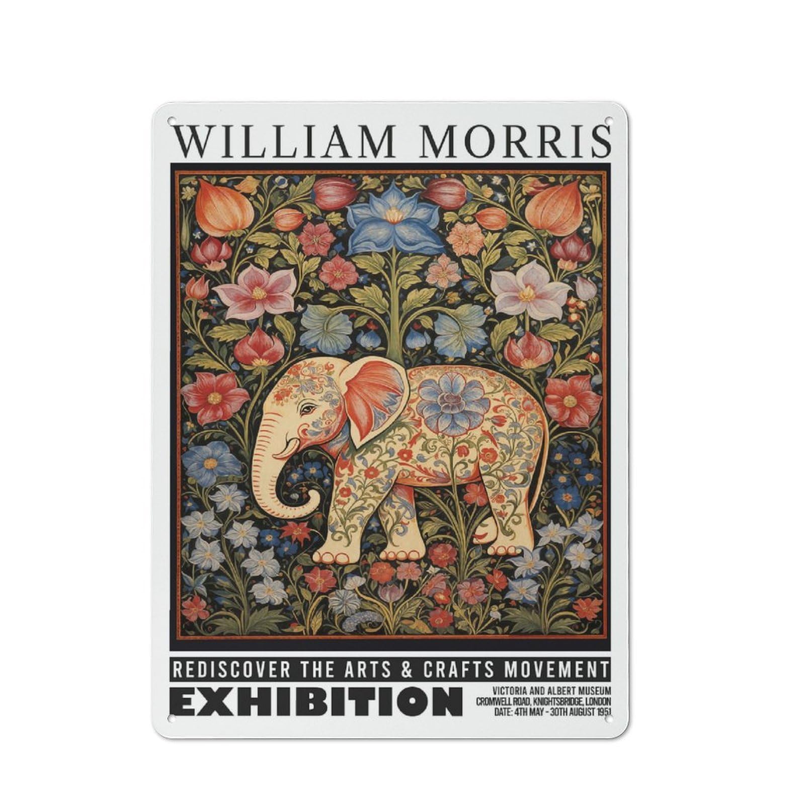 Junmoney Style-22 Morris Dolphins Elephant Exhibition Rustic Metal Sign 40X30cm For Dining Room Or Kitchen, Metal Sign Decor For Kitchens And Dining Spaces