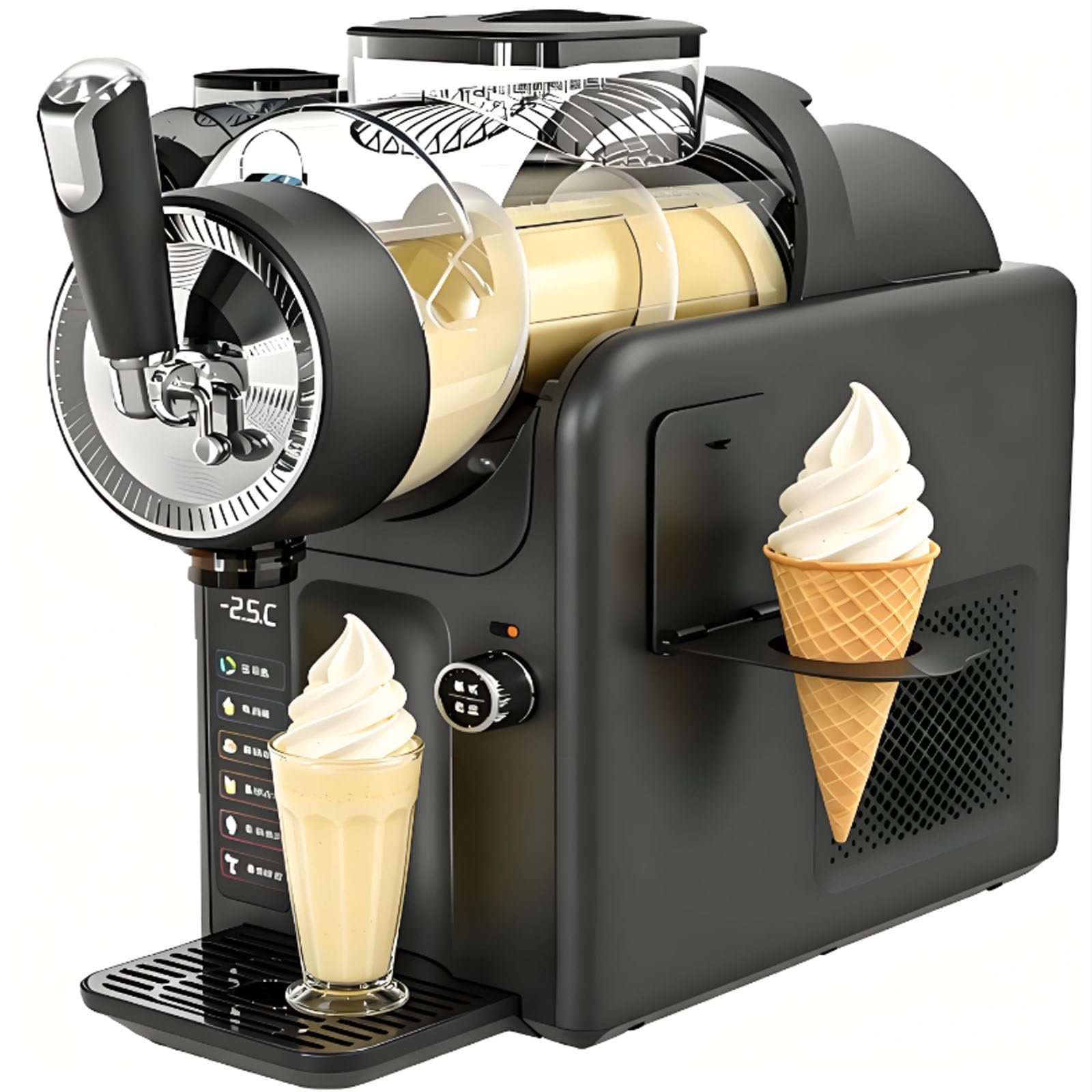 SICWEDIM Slushie Machine, 5-In-1 Slushy Machine For Smooth Slush & Desserts, Soft Serve Ice Cream Maker With 360° Even Mixing, 12h Continuous Cooling, Portable For Beverage & Café (White)