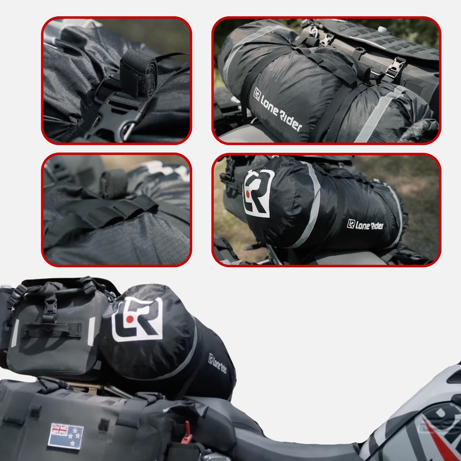MotoTent - Tienda de campaña para motocicleta, refugio de túnel para 2 personas con garaje para bicicletas, cúpula ultraligera de fácil instalación para turismo y senderismo, incluye bolsa de
