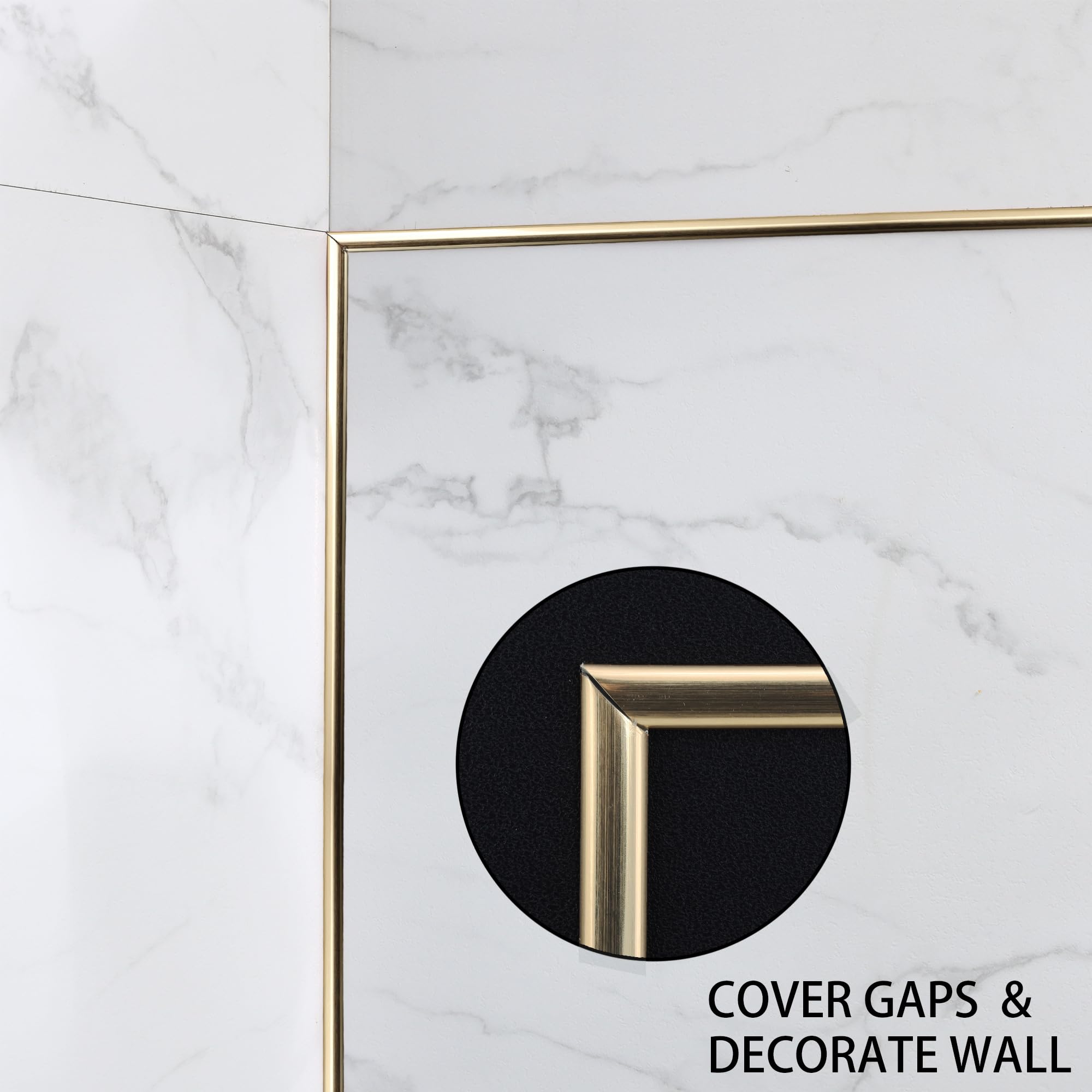 Trimold Moldura autoadhesiva en oro cepillado de 5 m, flexible para bordes de espejo, pared, techo, suelo, armario y azulejo