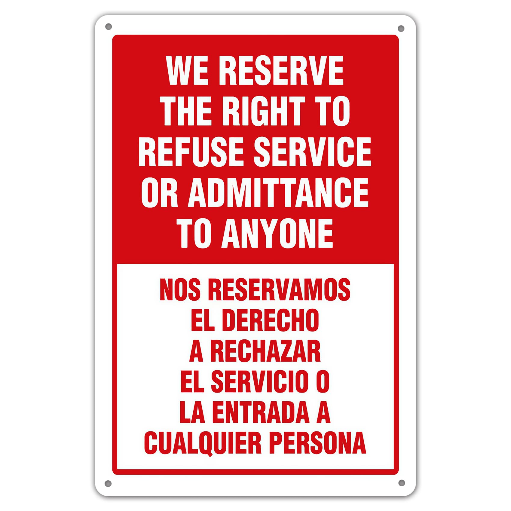 SMAZDFXX We Reserve The Right to Refuse Service Sign, no soliciting Warning Sign Tin Metal 8"x12"