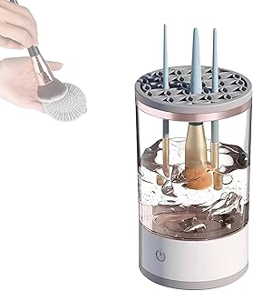 جهاز تنظيف فرش المكياج: أداة تجميل كهربائية 2 في 1 - خلاط غسيل دوار محمول - يناسب جميع أحجام الفرش، سهل الحمل والاستخدام، مقاس 15.5*9.3 سم