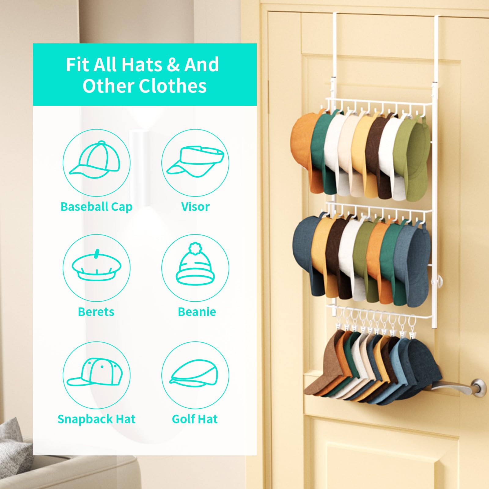 Snapklik.com : HapiRm Over Door Hat Rack - 3 Tier Wall Mounted Hat ...