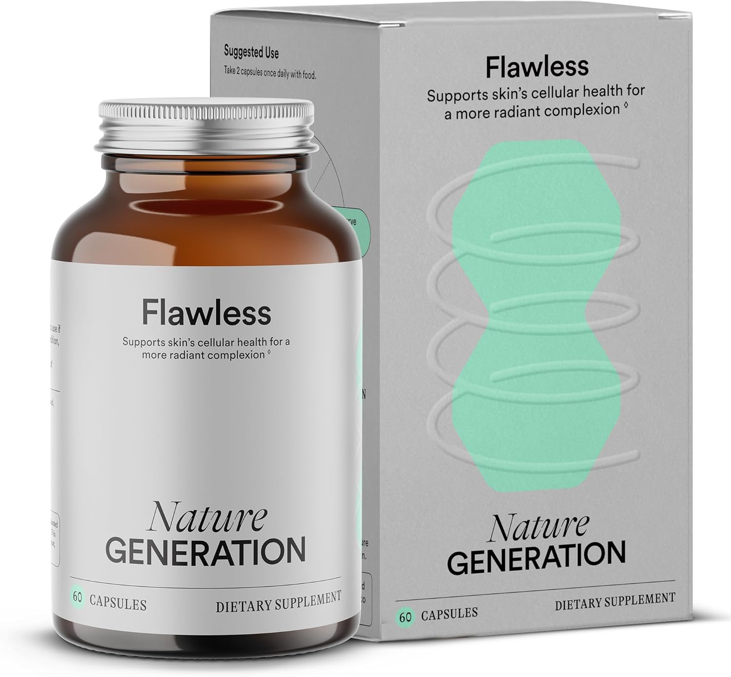 Organic Vegan Skin Cellular Health Supplement - Vitamin C, Trans-Resveratrol and Astaxanthin for Whole Body Skin Elasticity, Tone & Barrier Support - 60 Capsules