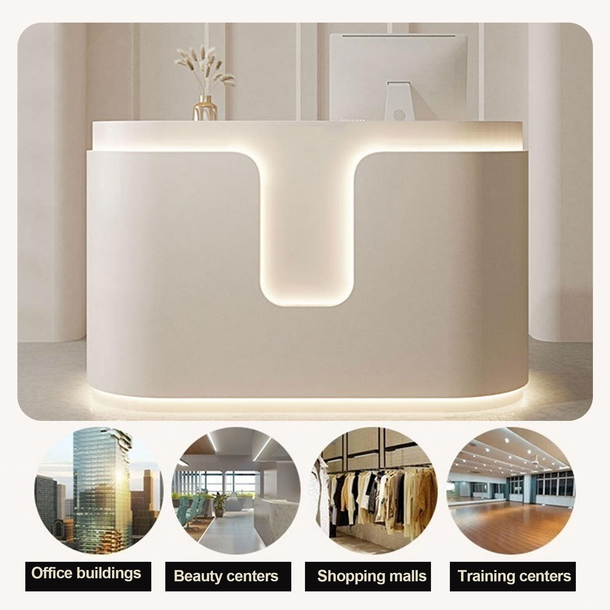Bancone Reception Cassa Scrivania ufficio Moderno(Milky white,39.3 in)