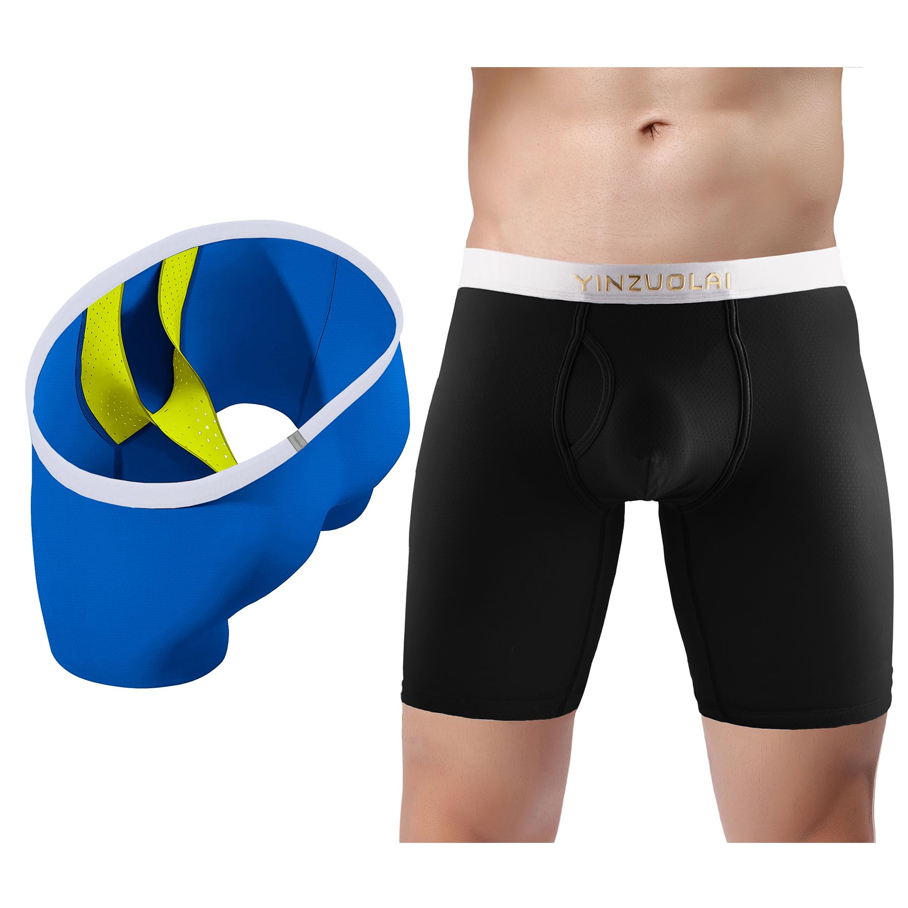 YINZUOLAI Mens Support Ball Pouch Underwear Anti-Chafing Hammock Boxer Briefs Pack