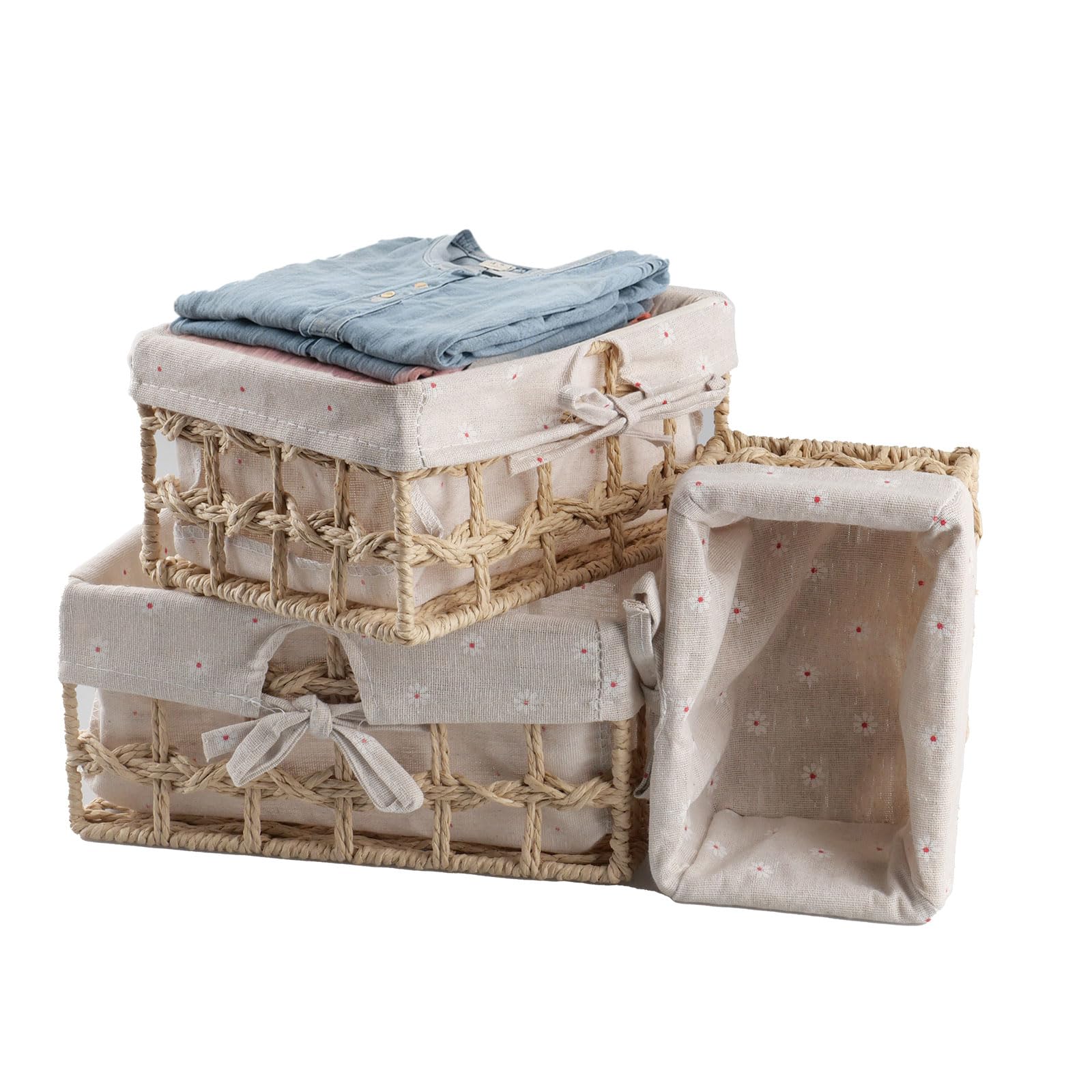 KiKiHong Set of 3 Boho Storage Baskets,Bathroom Basket with Linings — image 1