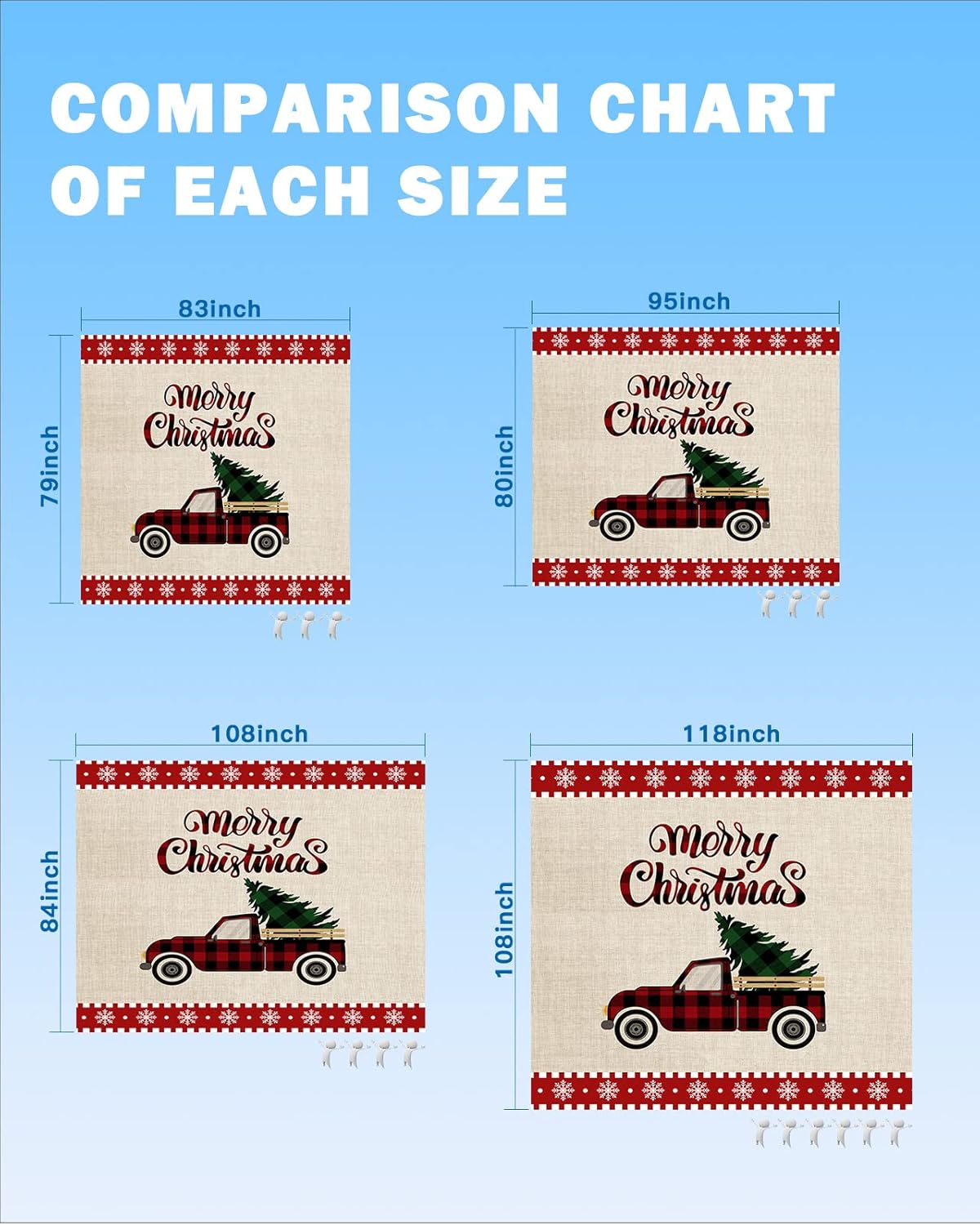 Farm Buffalo Truck Xmas Tree Beach Blanket Waterproof Sandproof Outdoor Picnic Mat 108"x84" Christmas White Snowflakes Lightweight Large Beaach Blankets with 4 Stake & 4 Corner Pockets