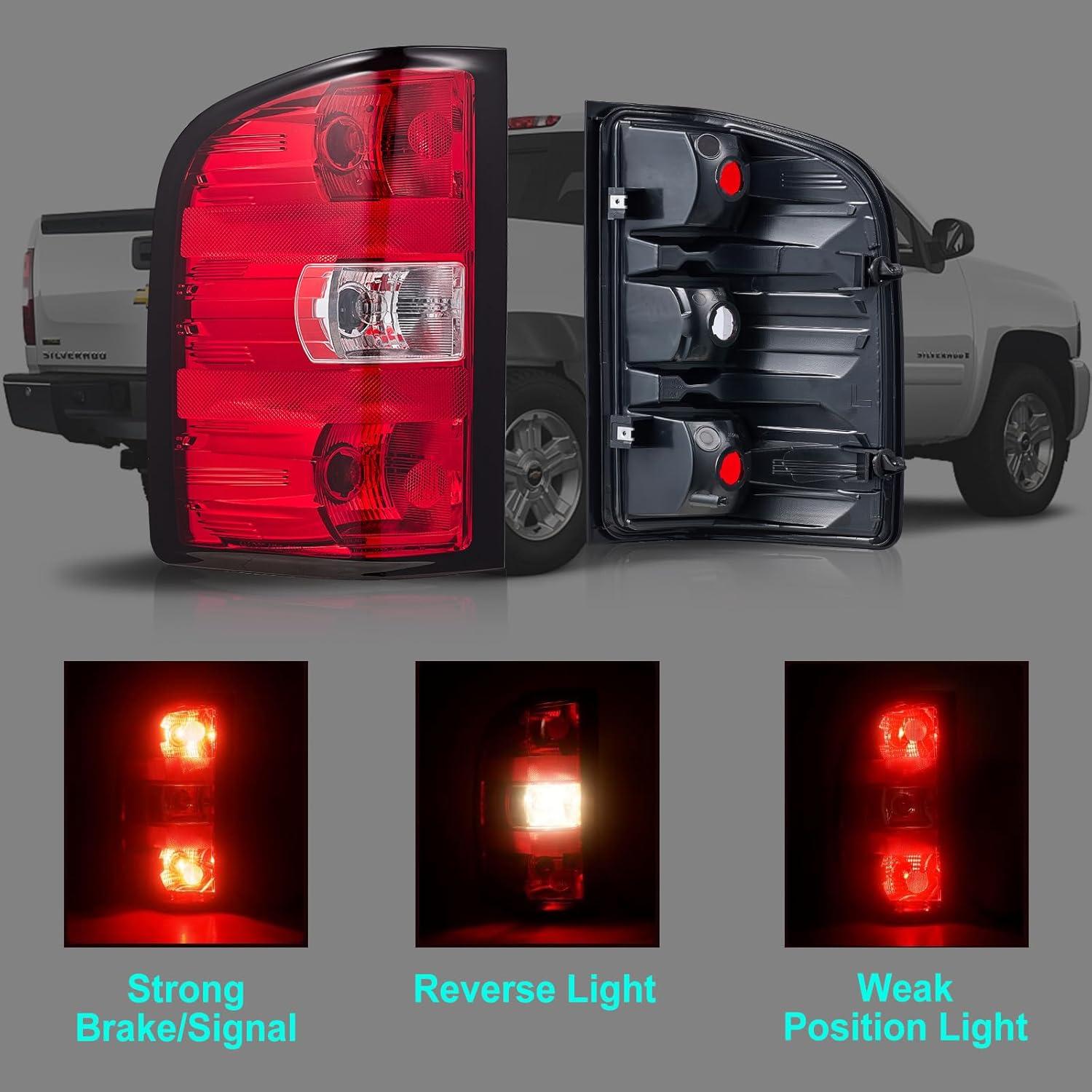 Tail Lights assemblies Compatible with 2007-2013 Chevy Silverado 1500 2500 HD 3500 HD w/o Wiring Harness tail lamp (Chrome/Red Lens) a pair