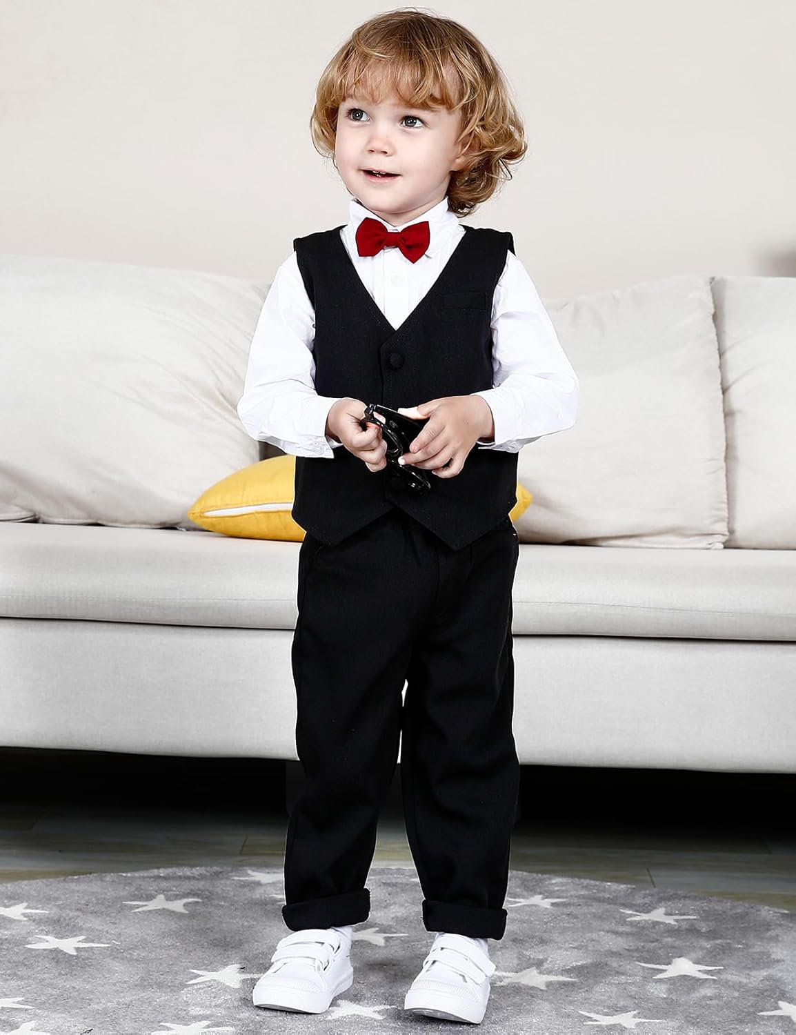A&J DESIGN Baby Toddler Boys Gentleman Suit Set, 3pcs Outfits Shirts & Vest & Pants - Image 2