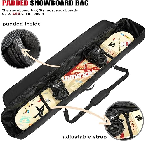 Miniatura 3 de Combo acolchado de snowboard y bolsa para botas, perfecto para snowboard de hasta 65.0in y botas de hasta la talla 13, incluye 1 bolsa acolchada
