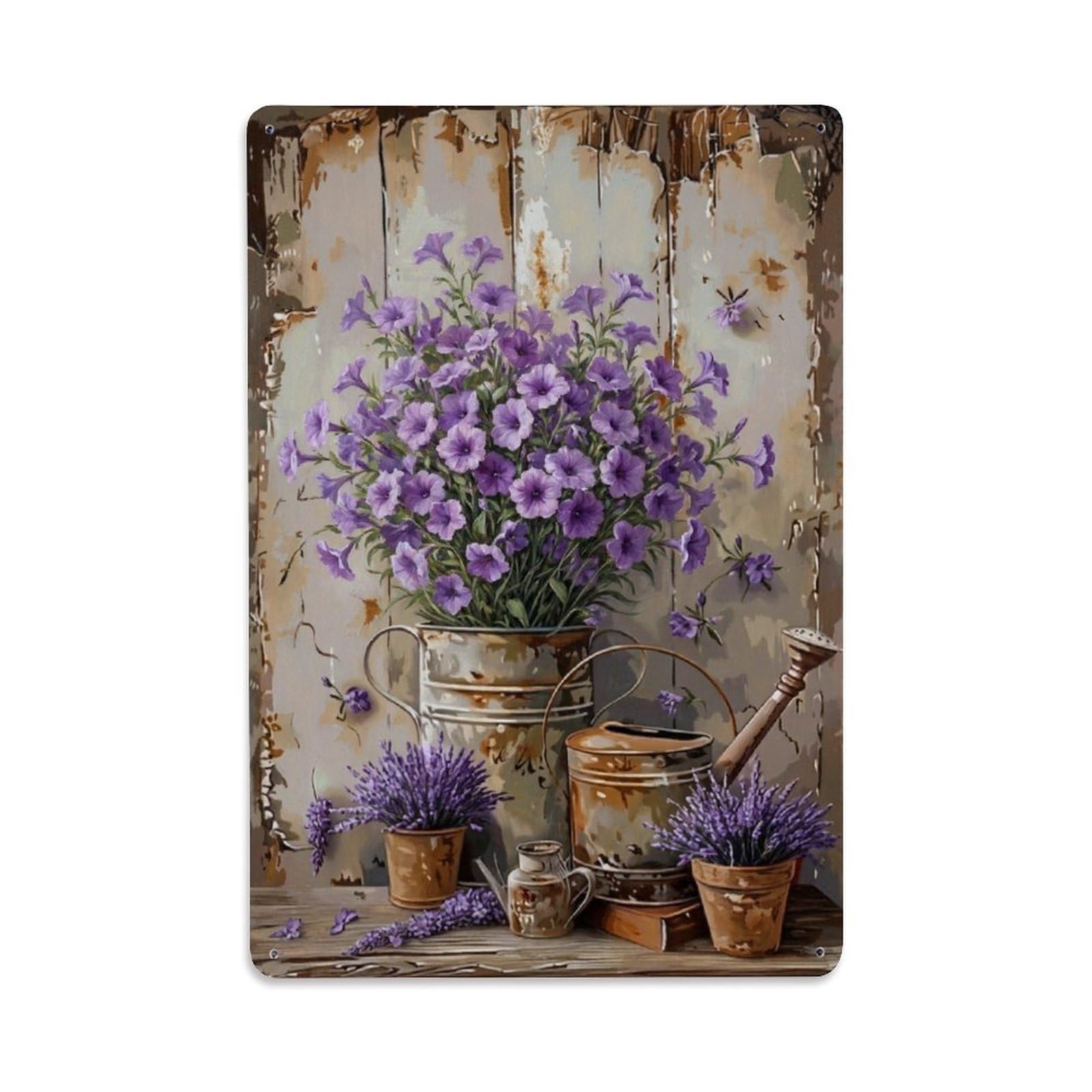Vintage Flower Bunch Petunia Pastoral Aesthetics Metal Tin Sign