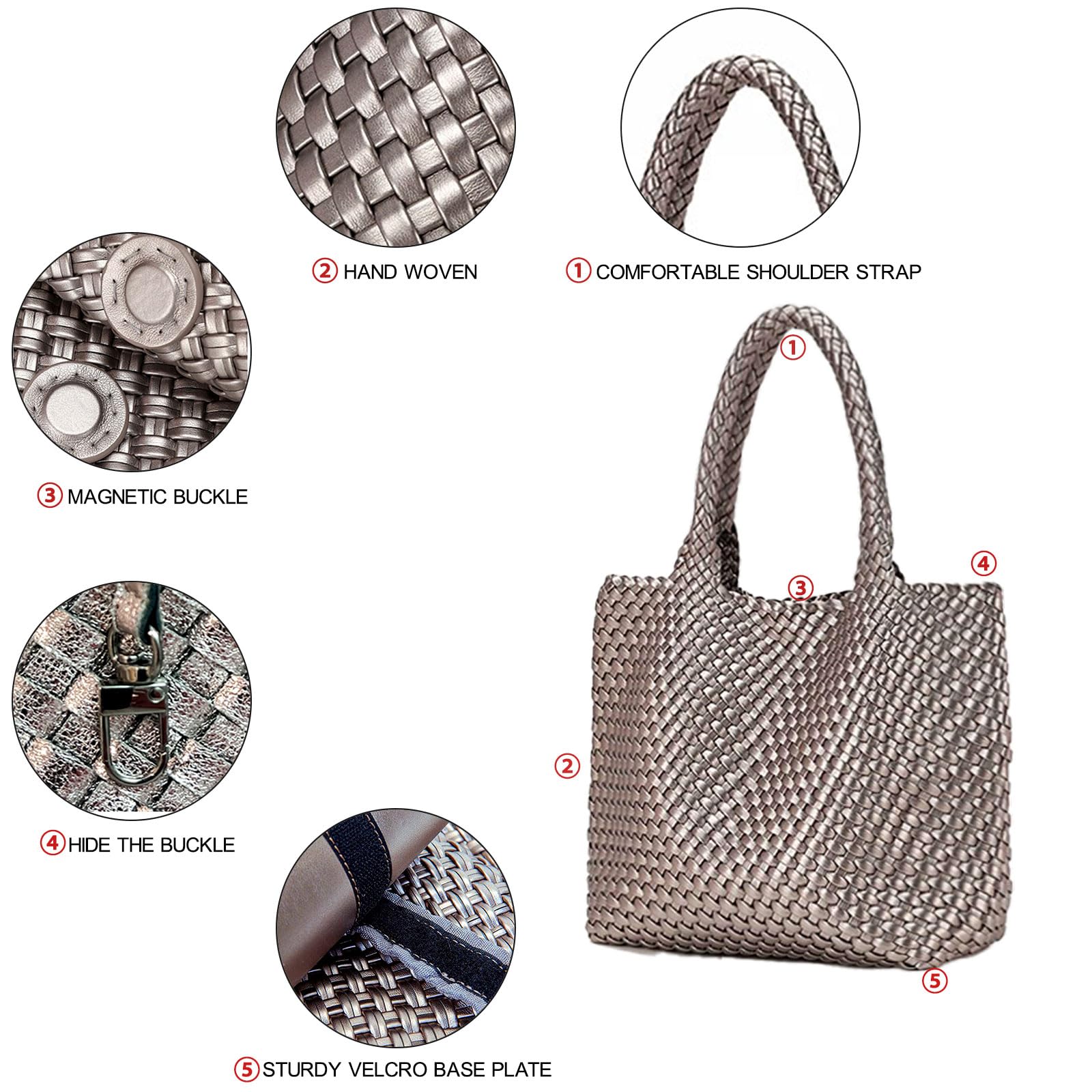JINMANXUE Tejida a la Moda, Bolso de Mano para Mujer Unisex Adulto, 16.1" W x 7.1" D x 11" H
