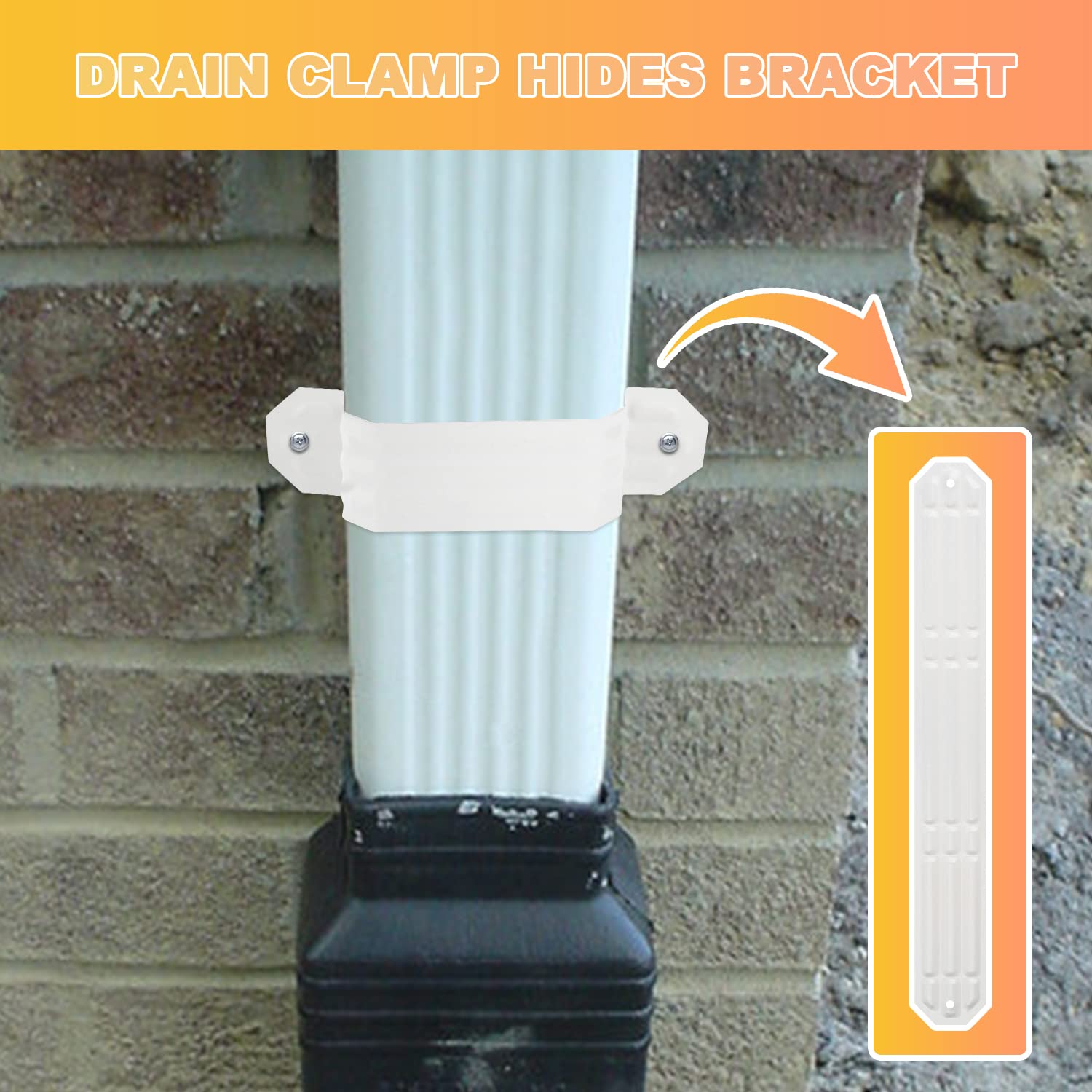 Gutter Downspout Downspout Strap 3x4 White - Set Of 2 Gutter Leader ...