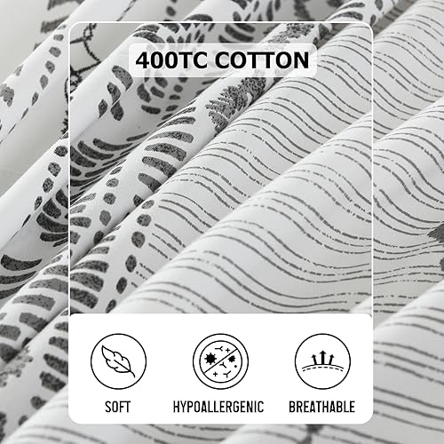 Vista 4 de Y-PLWOMEN Funda de edredón tamaño Queen, funda de edredón 100% algodón, tamaño Queen, juego de funda de edredón de 3 piezas con diseño geométrico