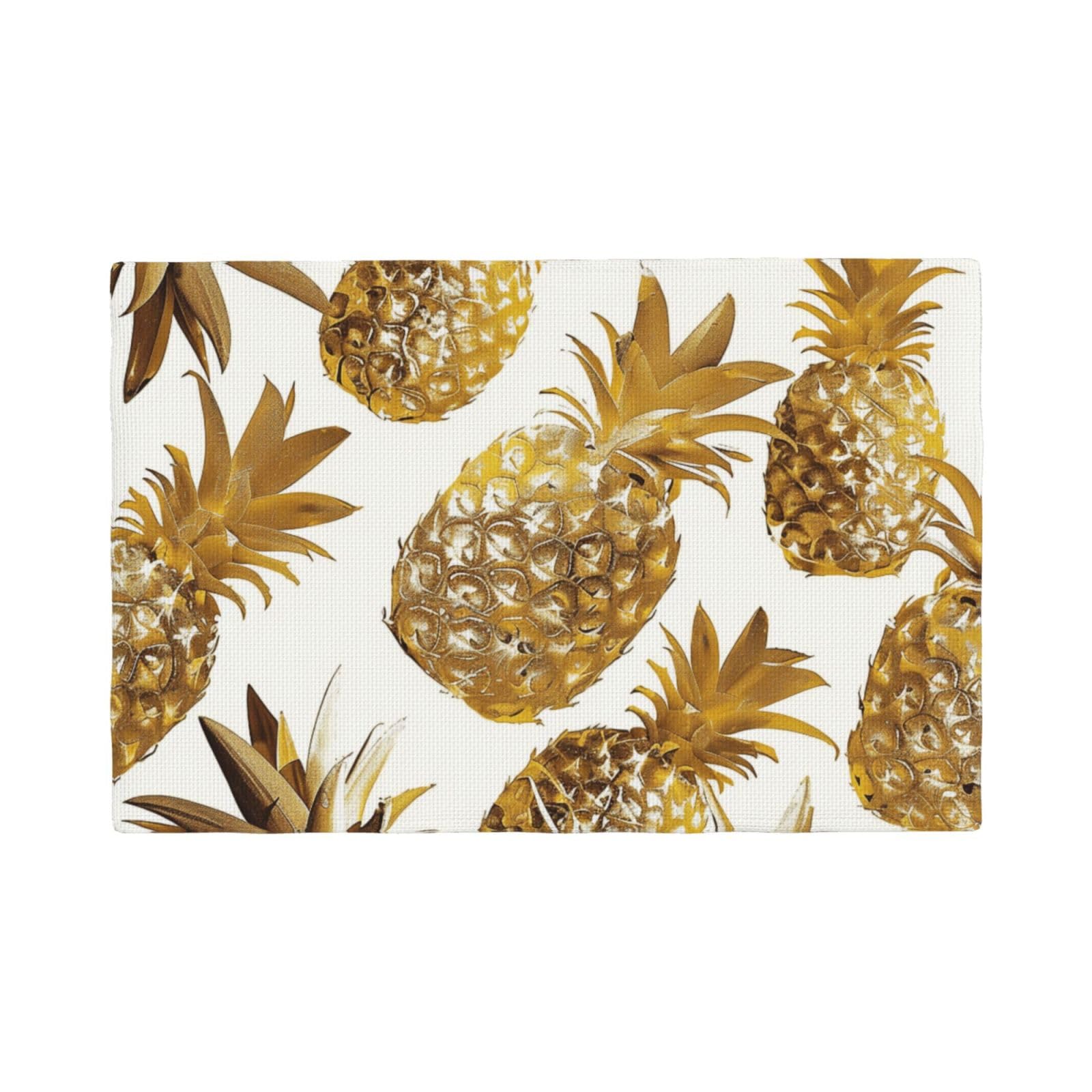 golden pineapple background Print Placemats Set, Heat Resistant Washable Placemat 12x18in Table Mats for Party Kitchen Dining Table Decoration Indoor Outdoor, Six Piece