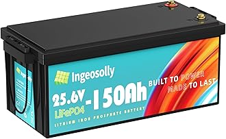 24V 150Ah LiFePO4 Lithium Battery, 8000+ Deep Cycle 24v Trolling Motor Battery 10-Year Lifespan, Upgraded BMS, Max. 3.84kWh Energy LiFePO4 Batteries for RV Solar Power Back up Energy Marine