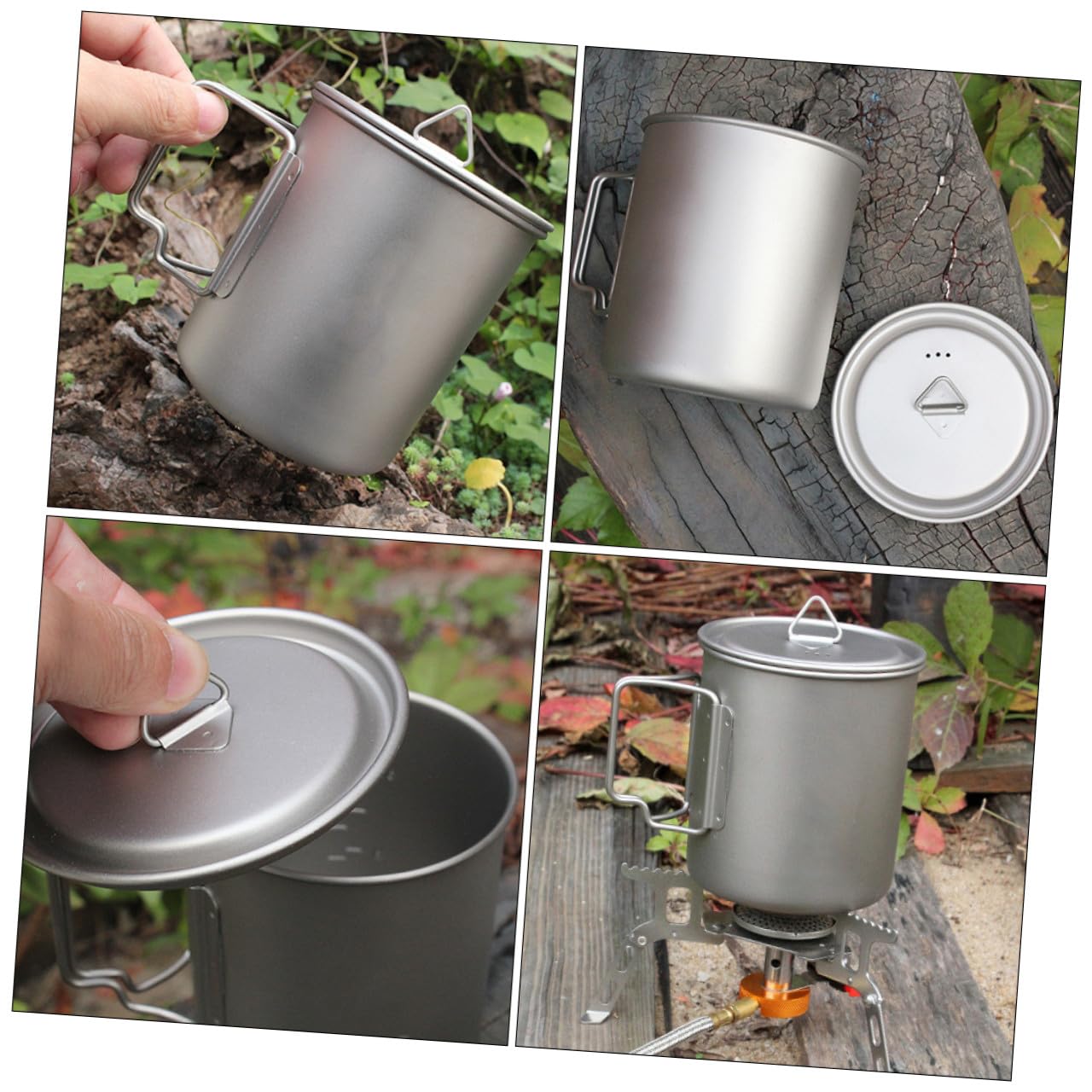 Milisten Taza de Camping Plegable de Titanio 750ml con Tapa