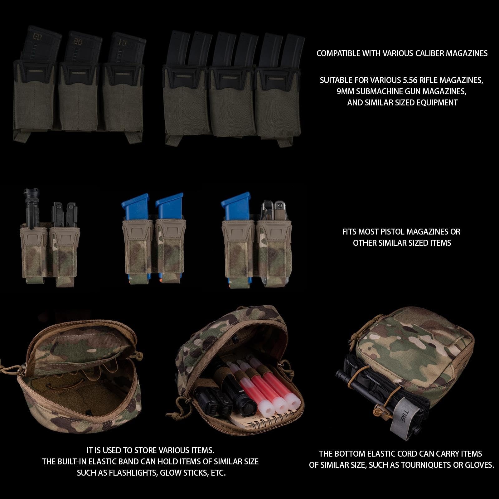 Pochette Utilitaire Tactique Molle, Porte-Chargeur Triple for Fusil